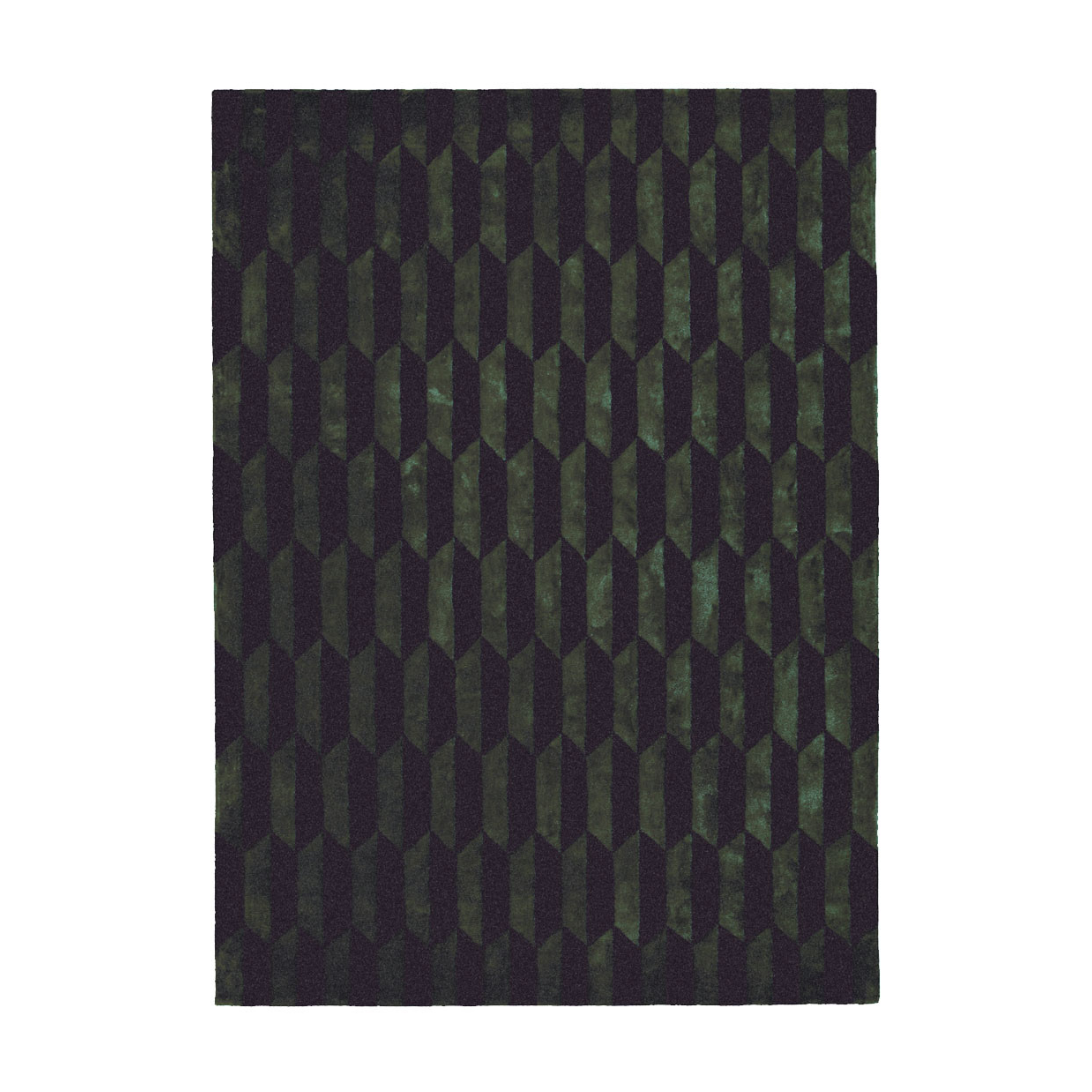 NOBLE dark green rug with black