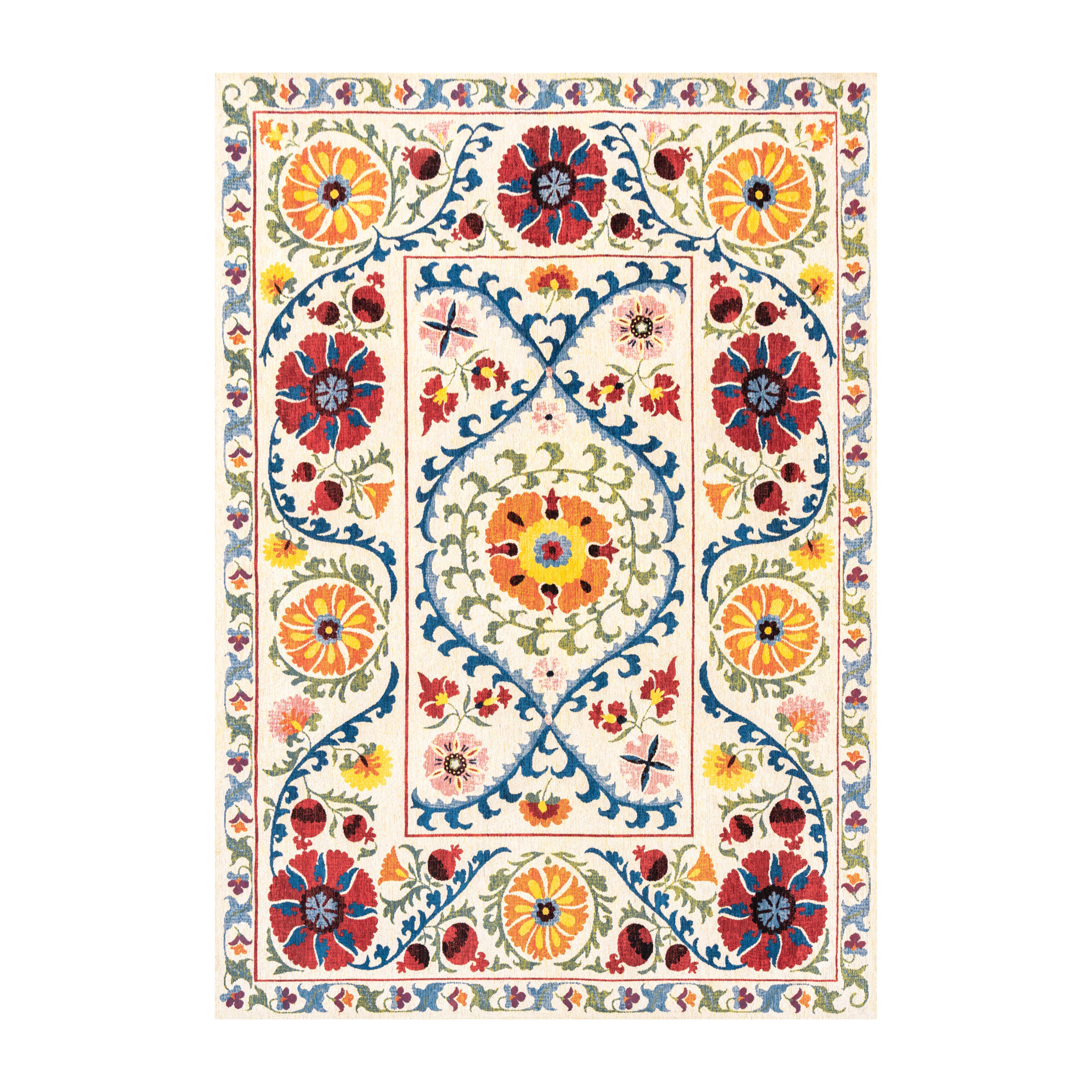 SUZANI ORIGINE beige rug with orange