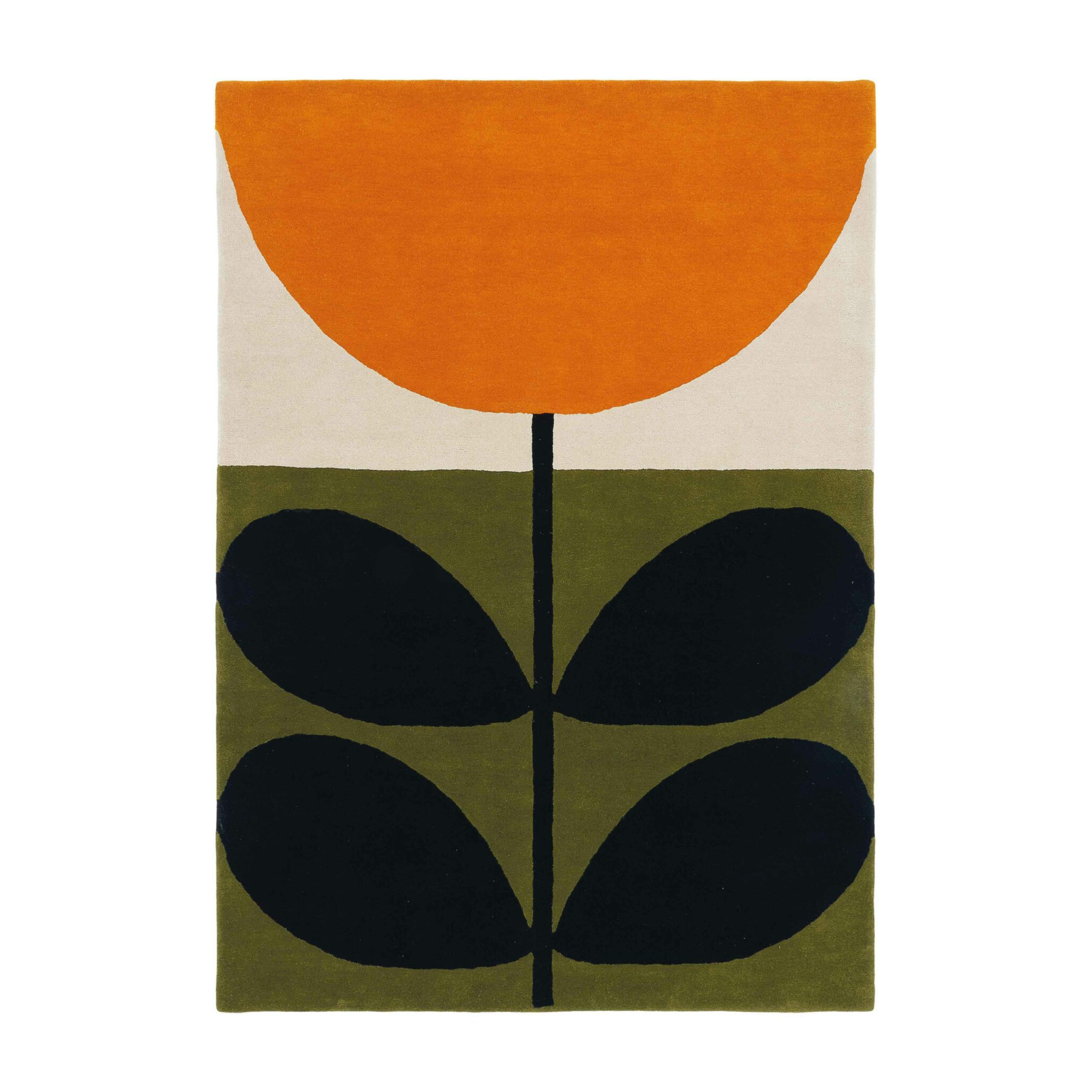 STEM BLACK rug green with orange