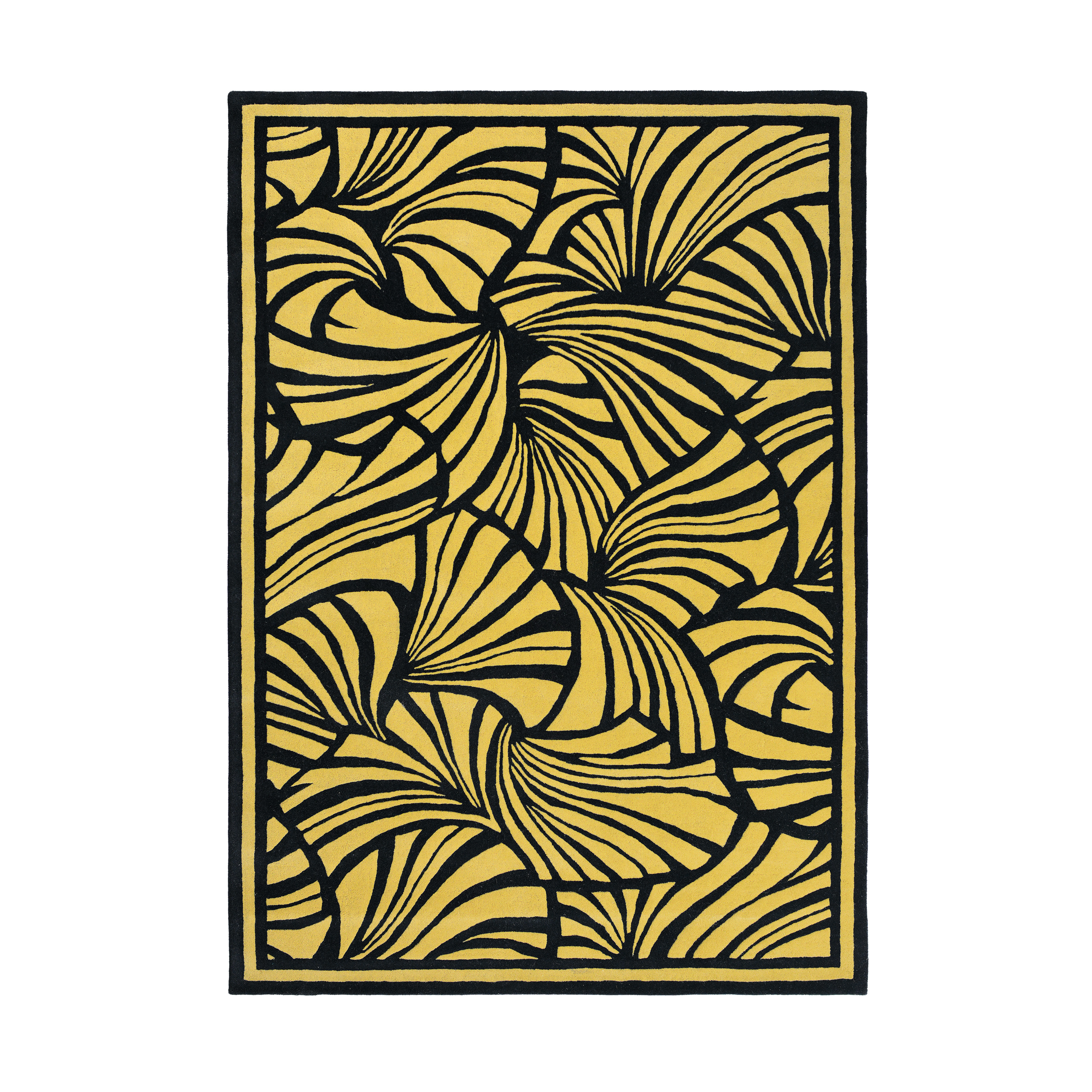 JAPANESE FANS rug yellow with black