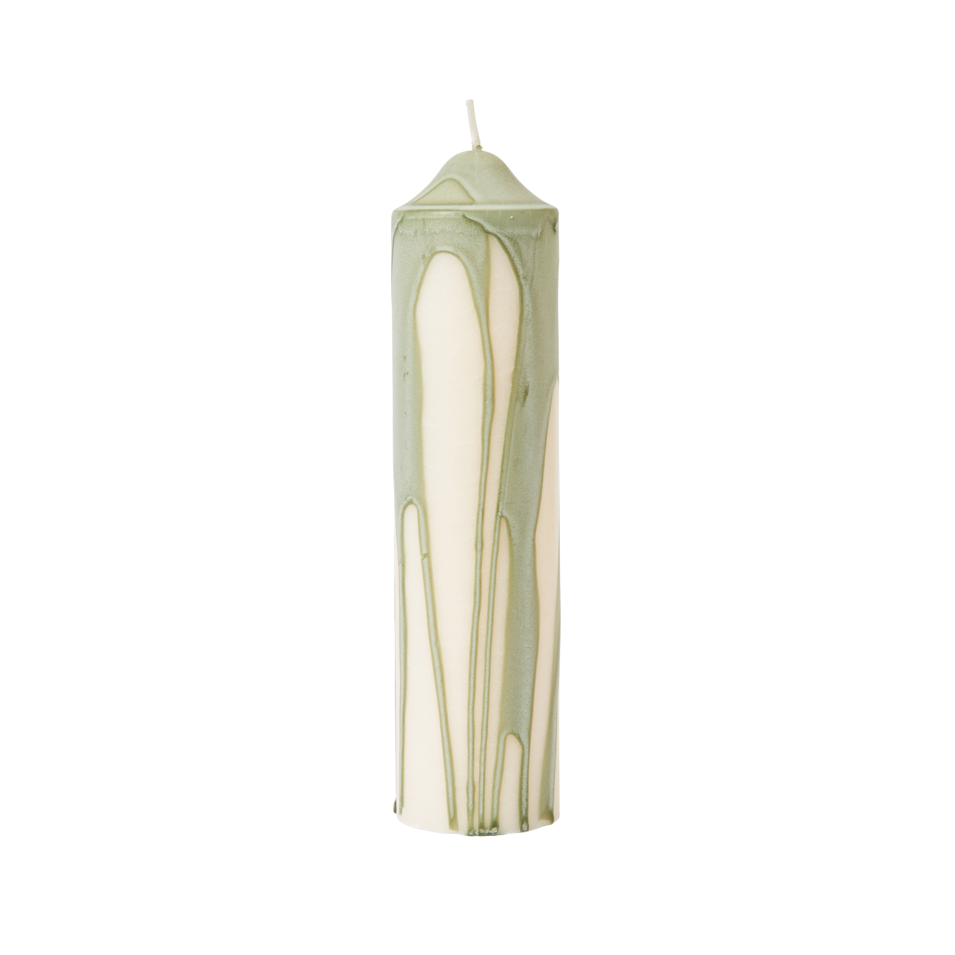 Kerze DRYP beige mit hellgrün