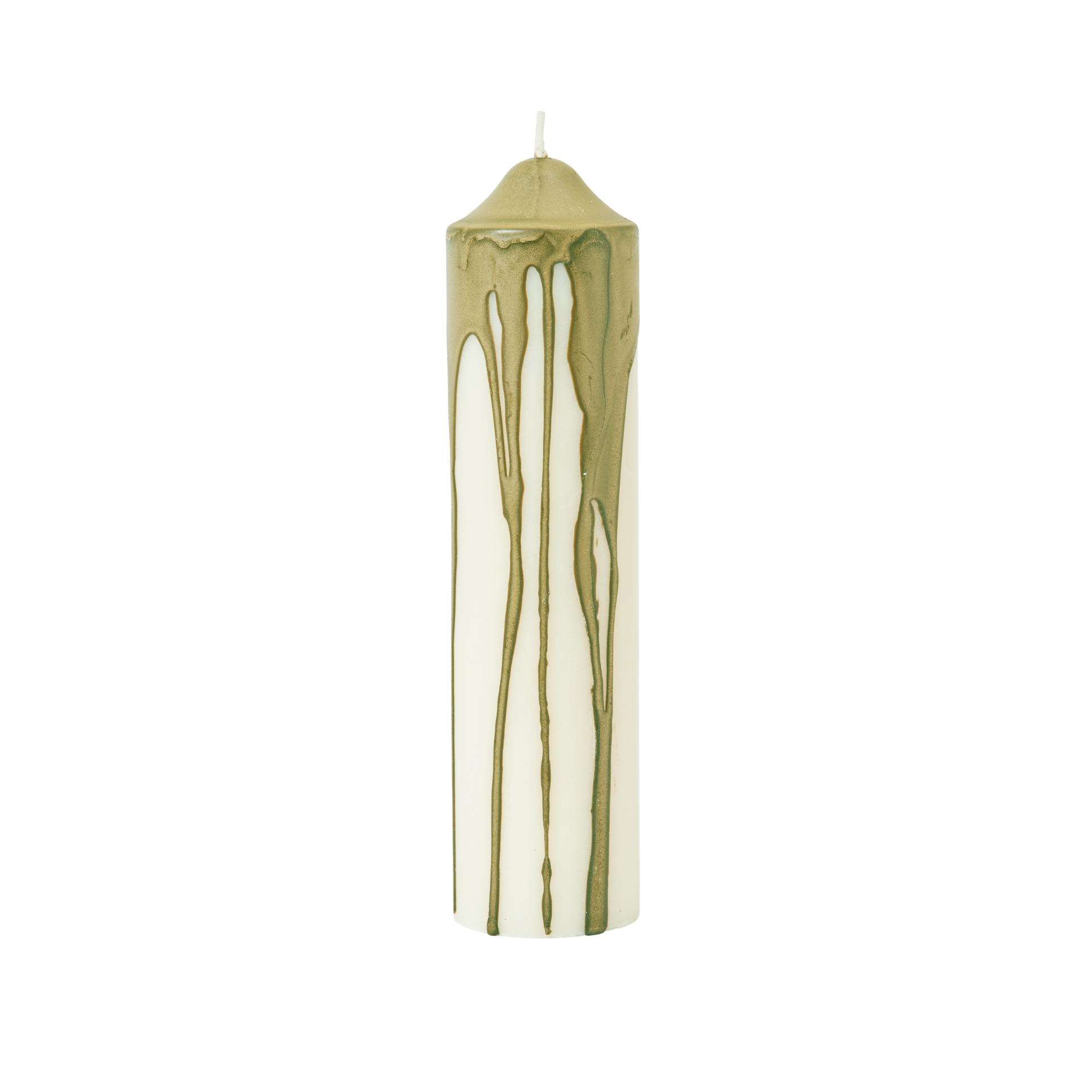 Kerze DRYP beige mit grünem