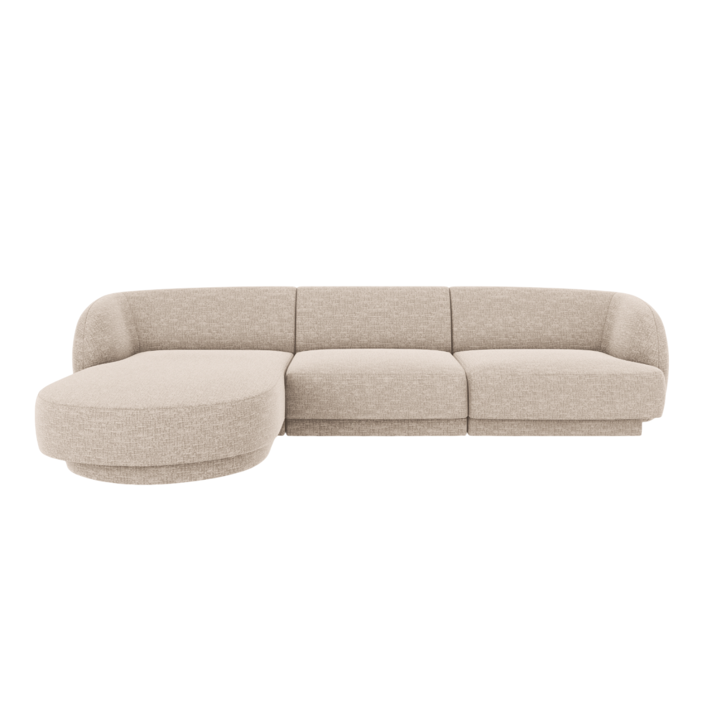 4-sitzige linke Eckcouch MILEY beige schimmernder Chenille