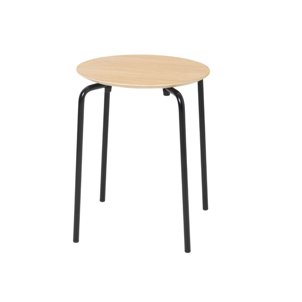 HERMAN kruk van gebleekt eiken met zwarte basis