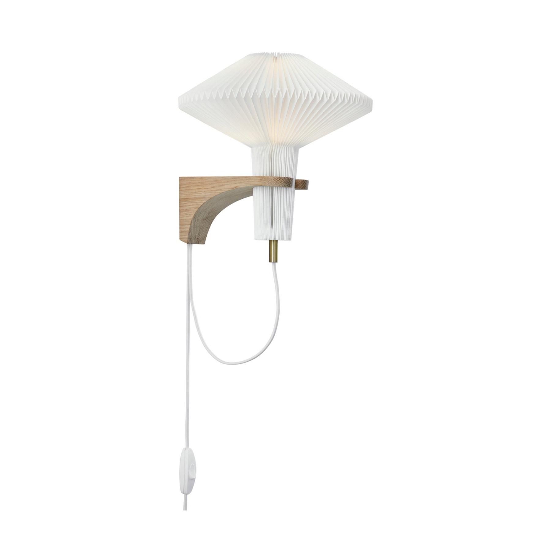 Wandlamp MODEL 204 PADDENSTOEL wit met lichte eiken basis