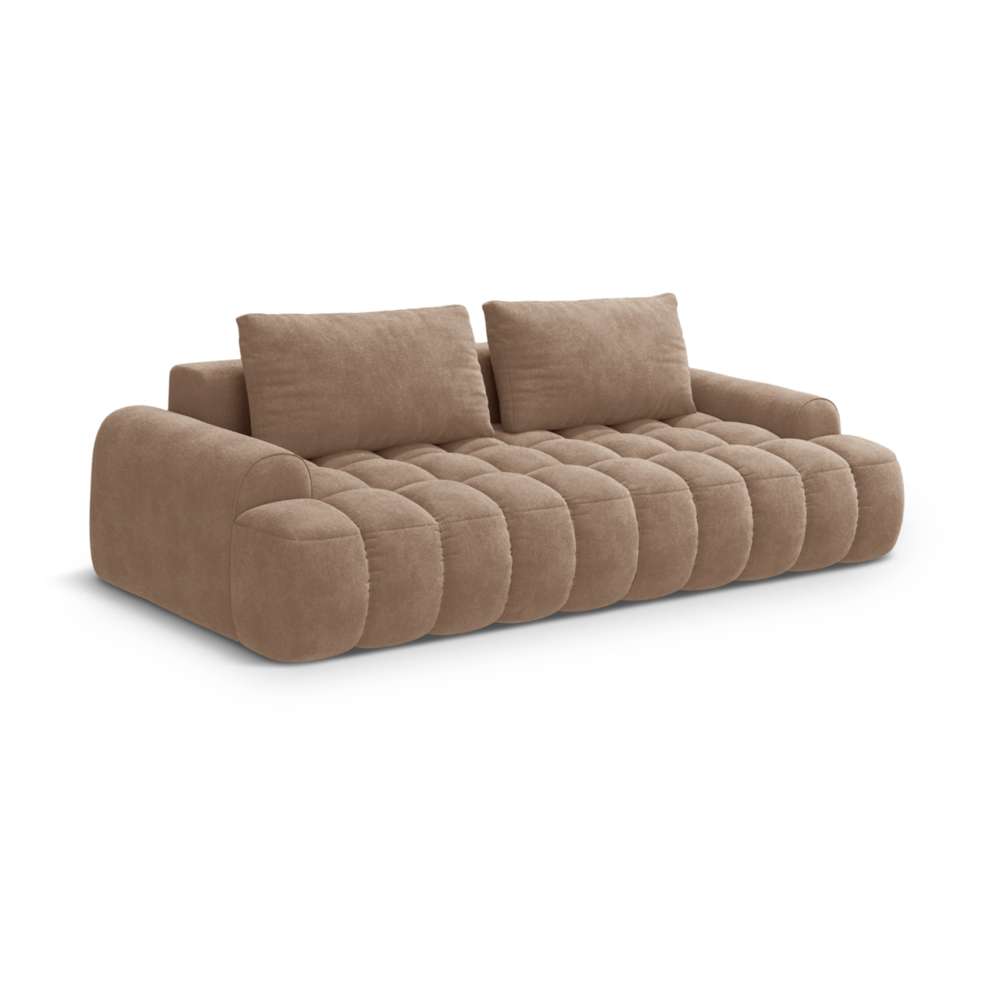 Sofa aus Samt mit Schlaf-Funktion für 4 Personen LINZ dunkelbeige
