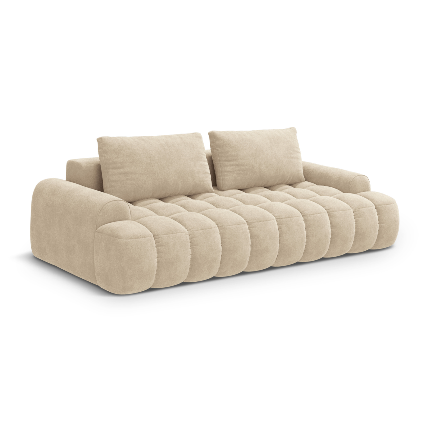 Velvet sofa with sleeping function for 4 people LINZ light beige