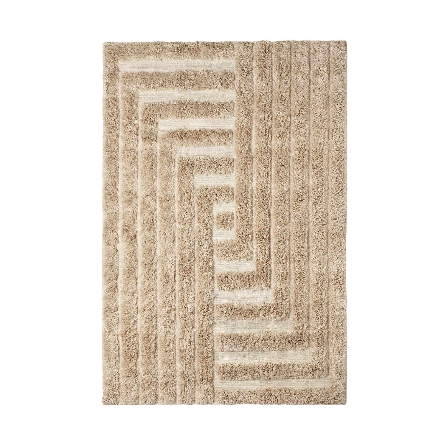 Vloerkleed SHAGGY LABYRINTH beige met lange haren
