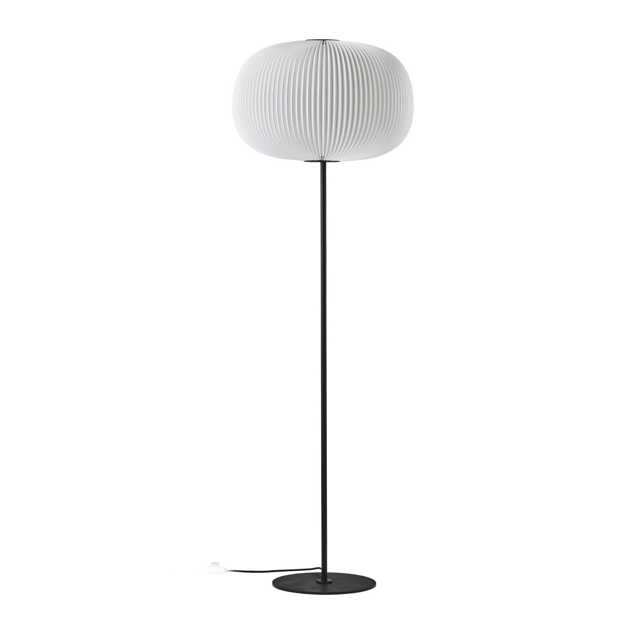 Stehlampe MODELL 332 LAMELLA weiß mit schwarzem Fuß
