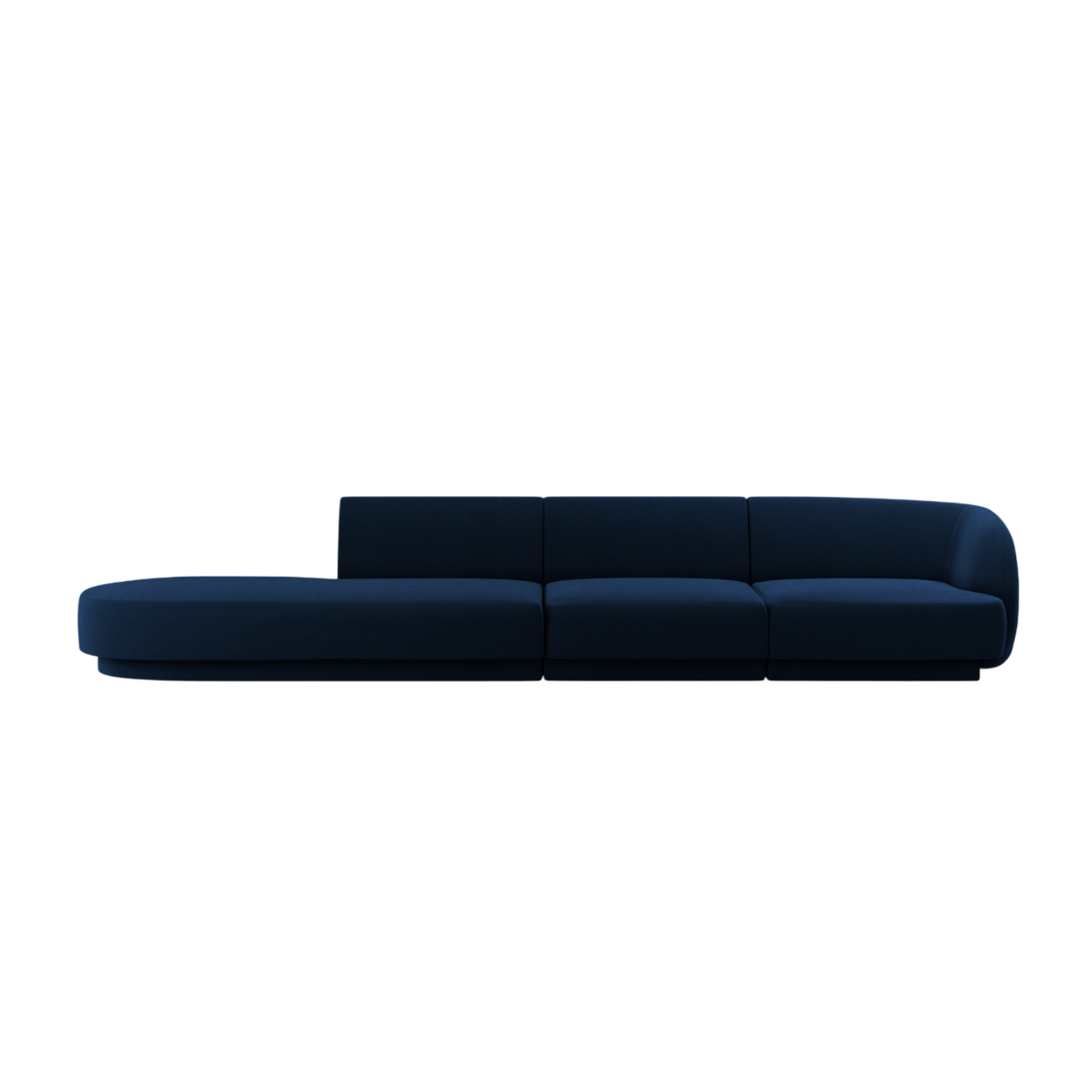 Open left-sided velvet sofa for 4 people MILEY royal gray