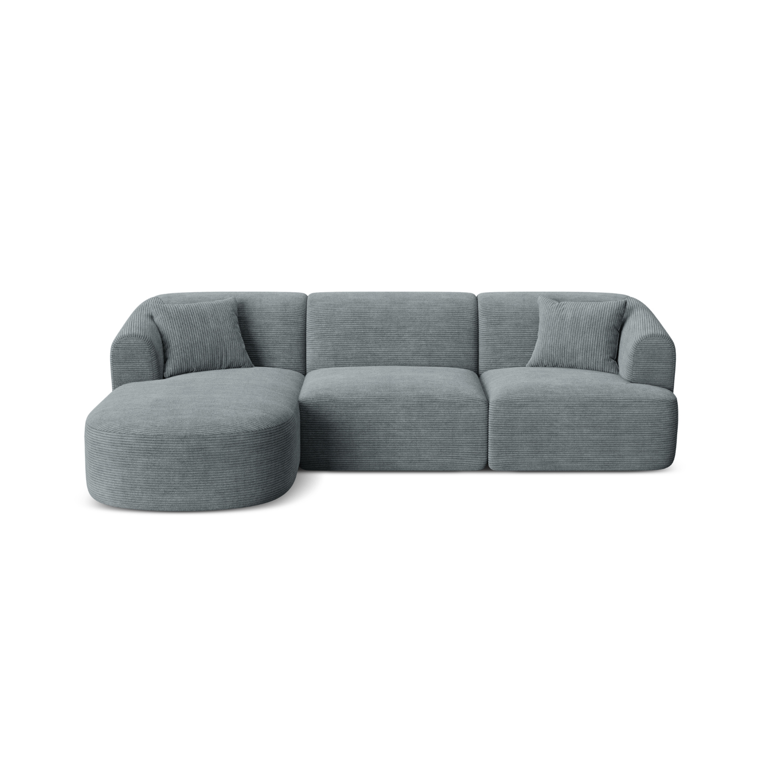 Left-sided 4-seater sofa CAMPI gray corduroy