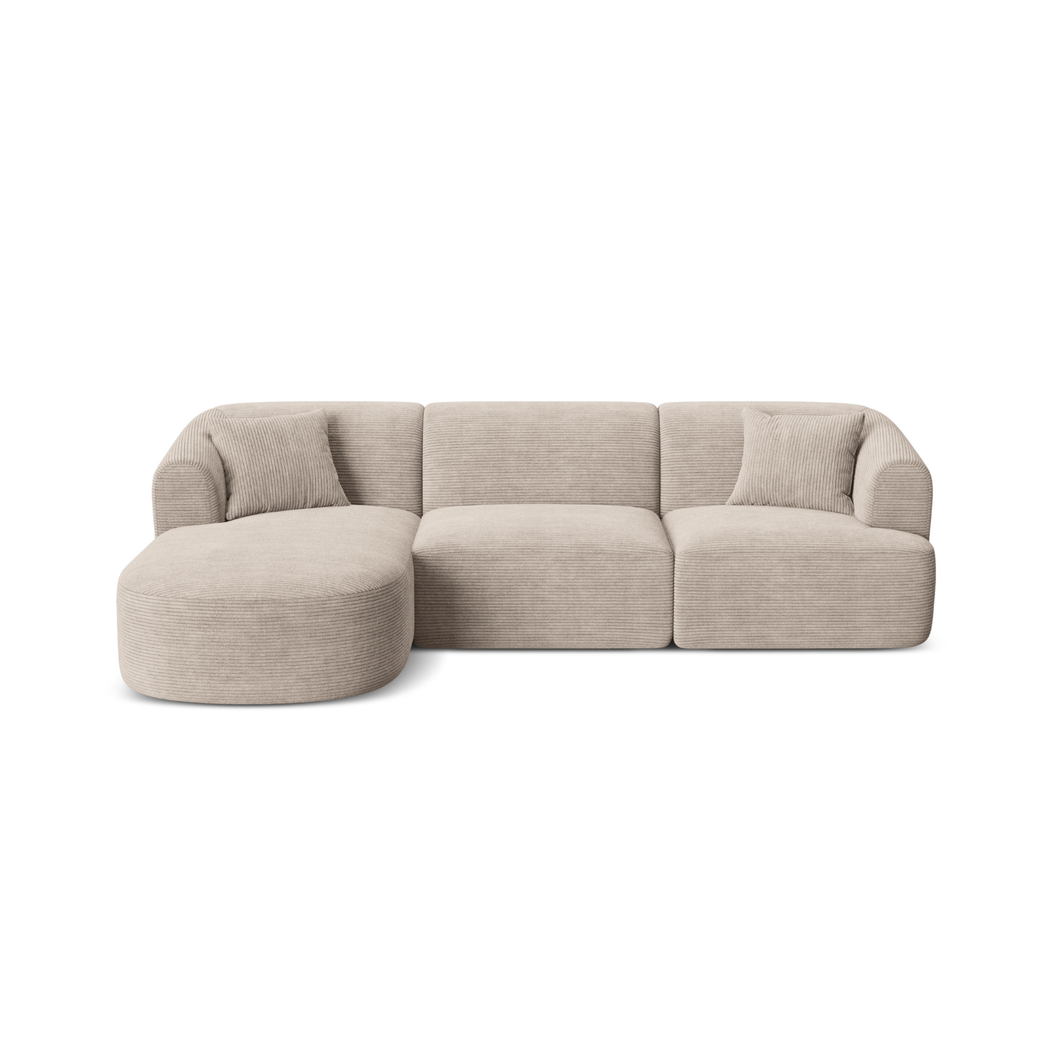 Left-sided 4-seater sofa CAMPI beige corduroy