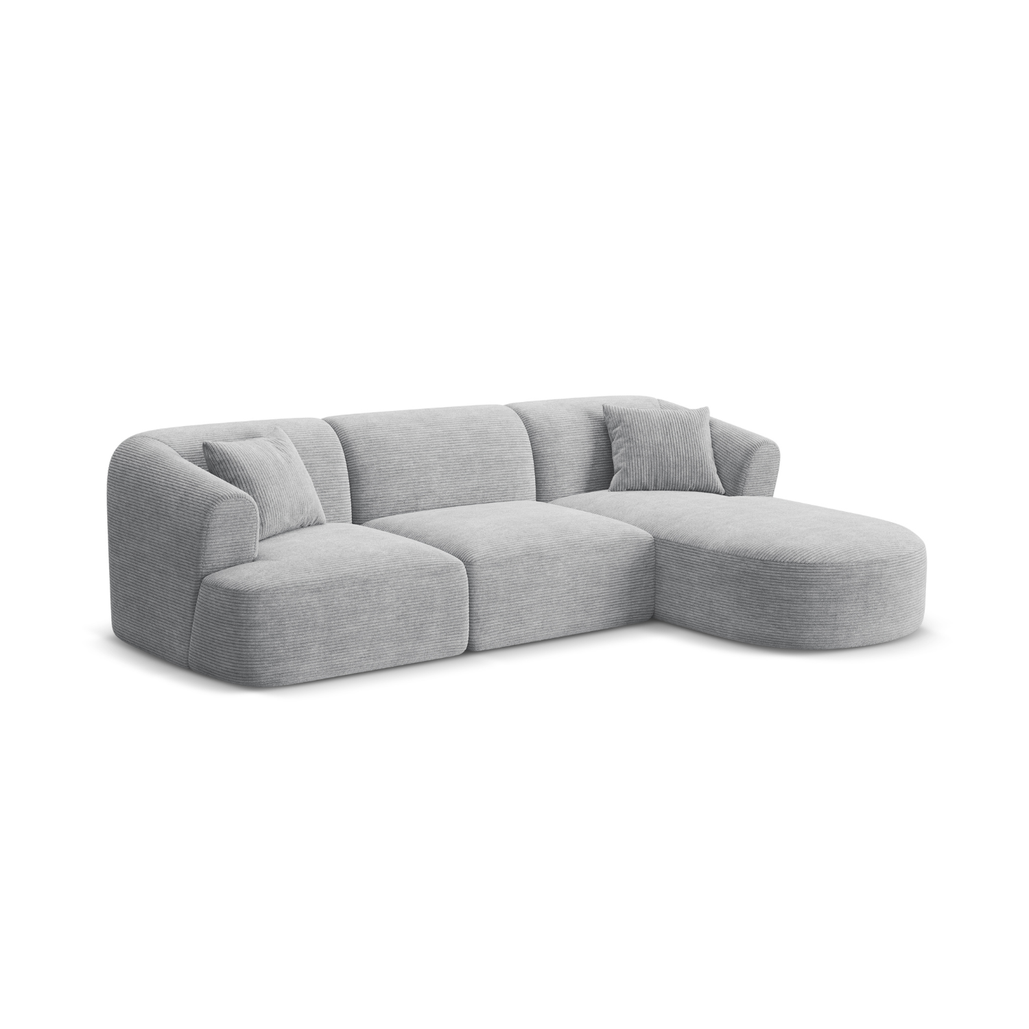Right-facing 4-seater CAMPI light gray corduroy corner sofa