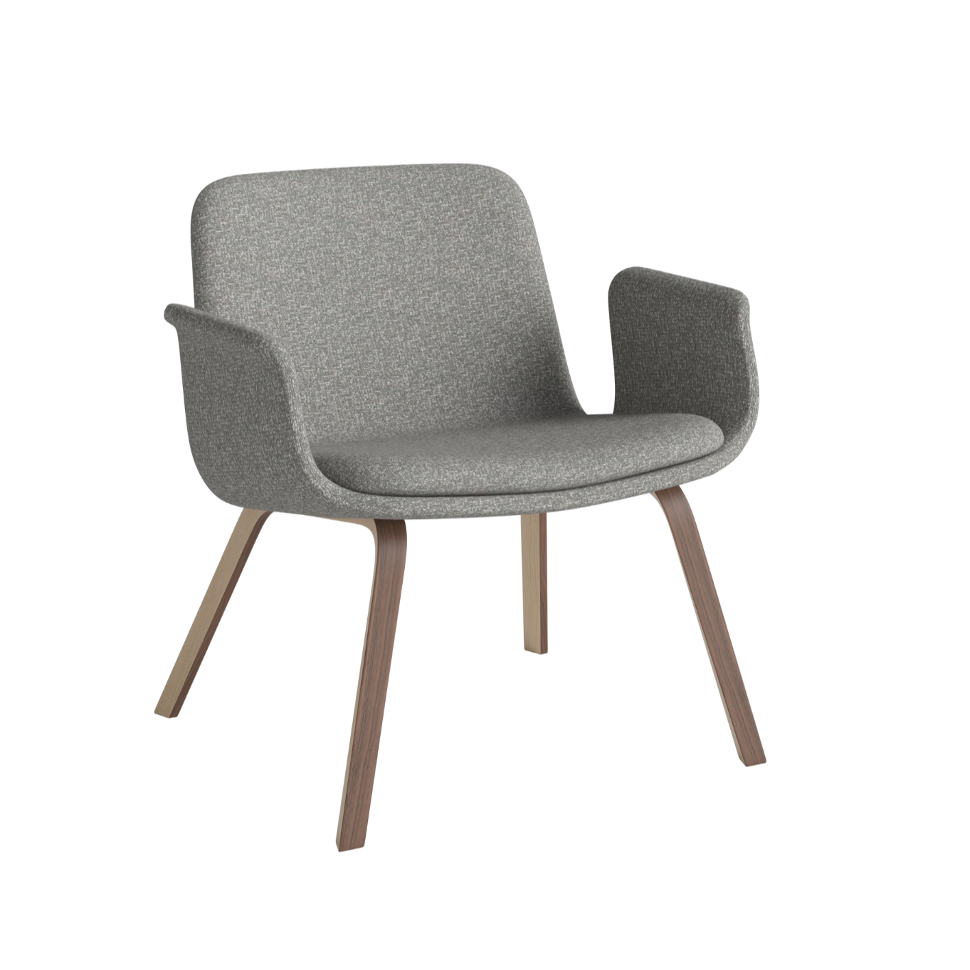 Fauteuil met armleuningen PALM gestoffeerd met een notenhouten basis
