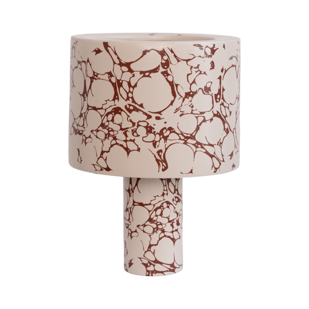 FLUIDO Tischleuchte cremebraune Keramik
