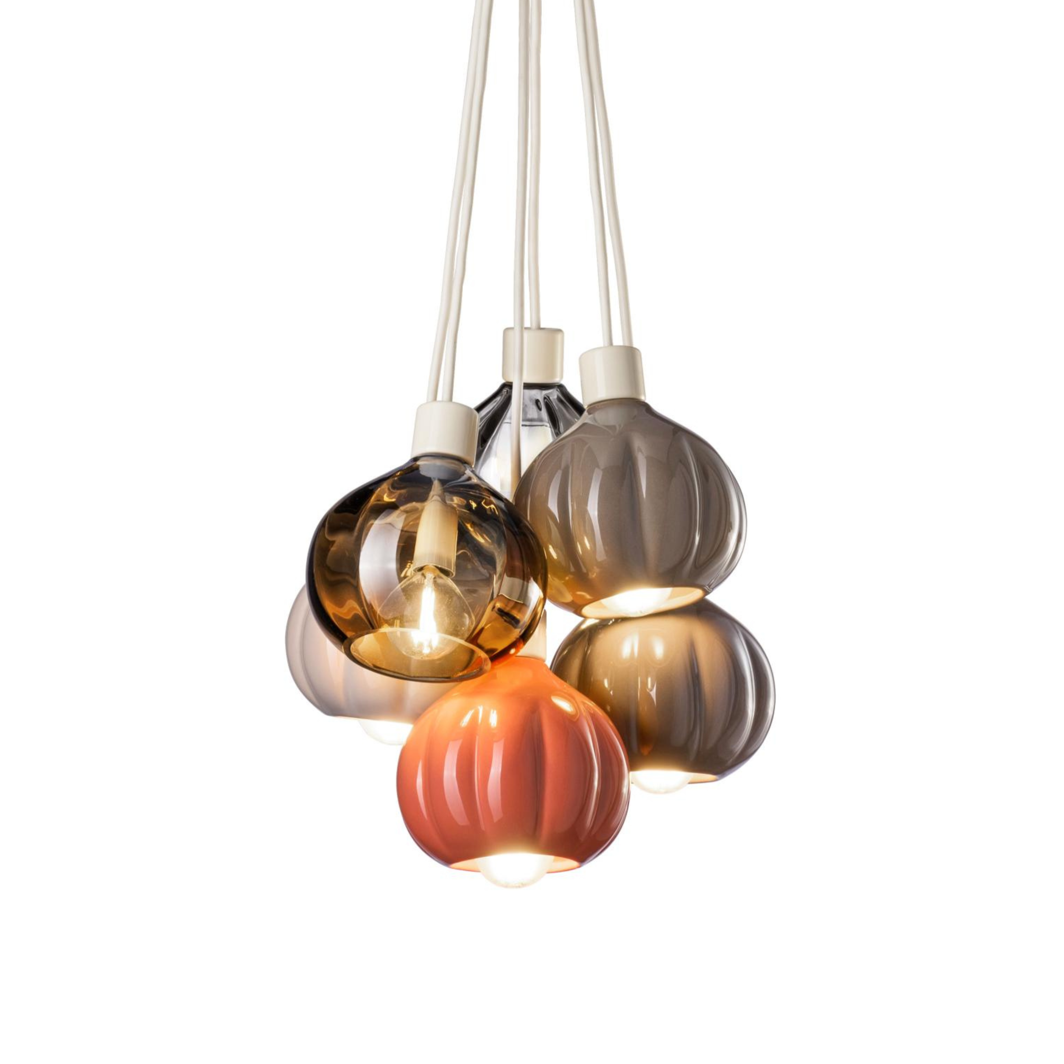 Hanglamp AFOXÉ beige met oranje en mokka