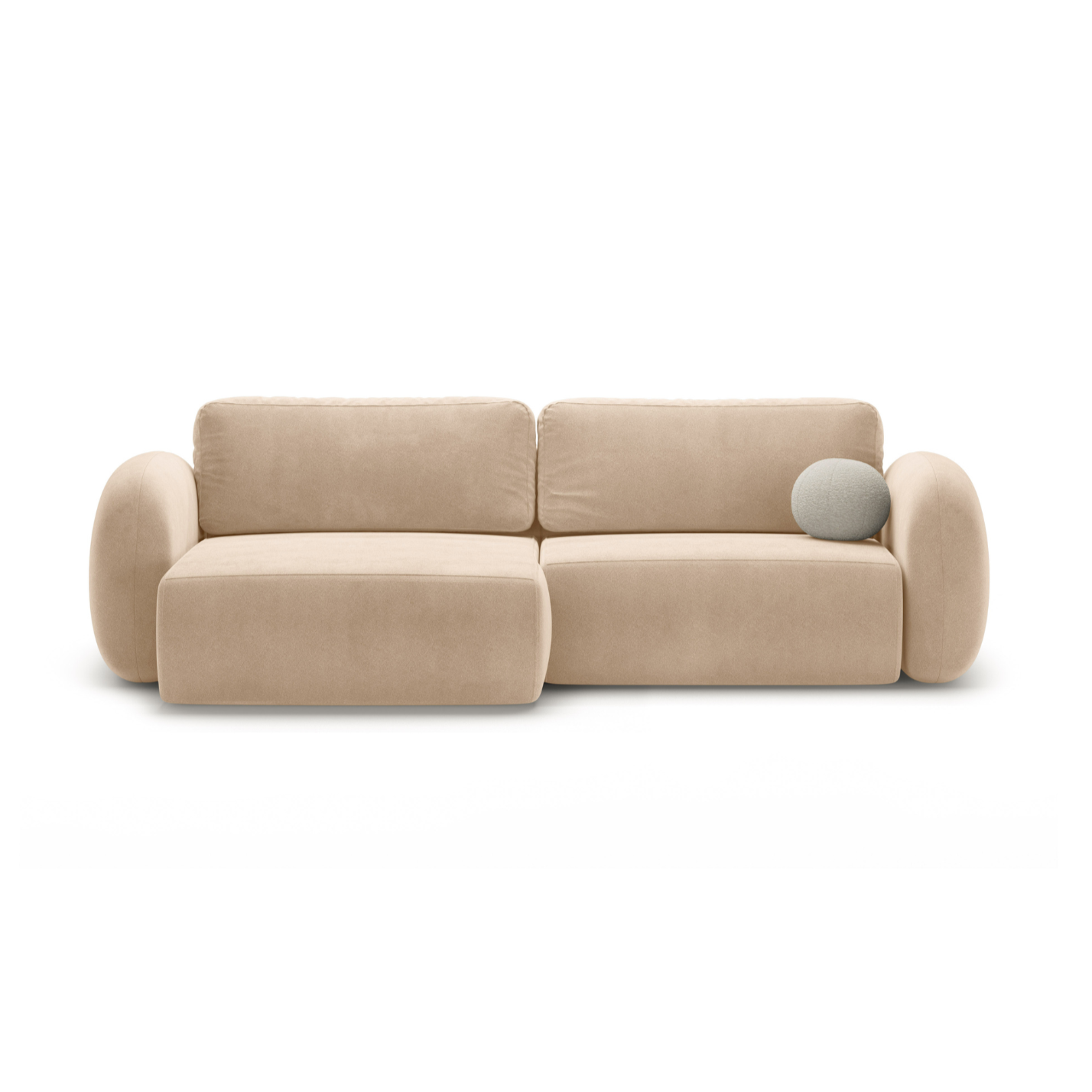 Universal velvet corner sofa with sleeping function for 4 people TONALE beige