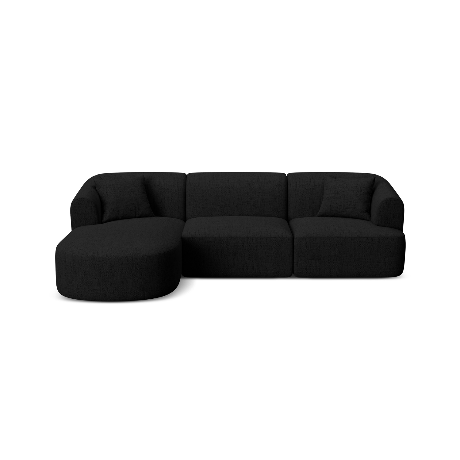 Linksseitige 4-Sitzer-Couch CAMPI schwarzer Chenille