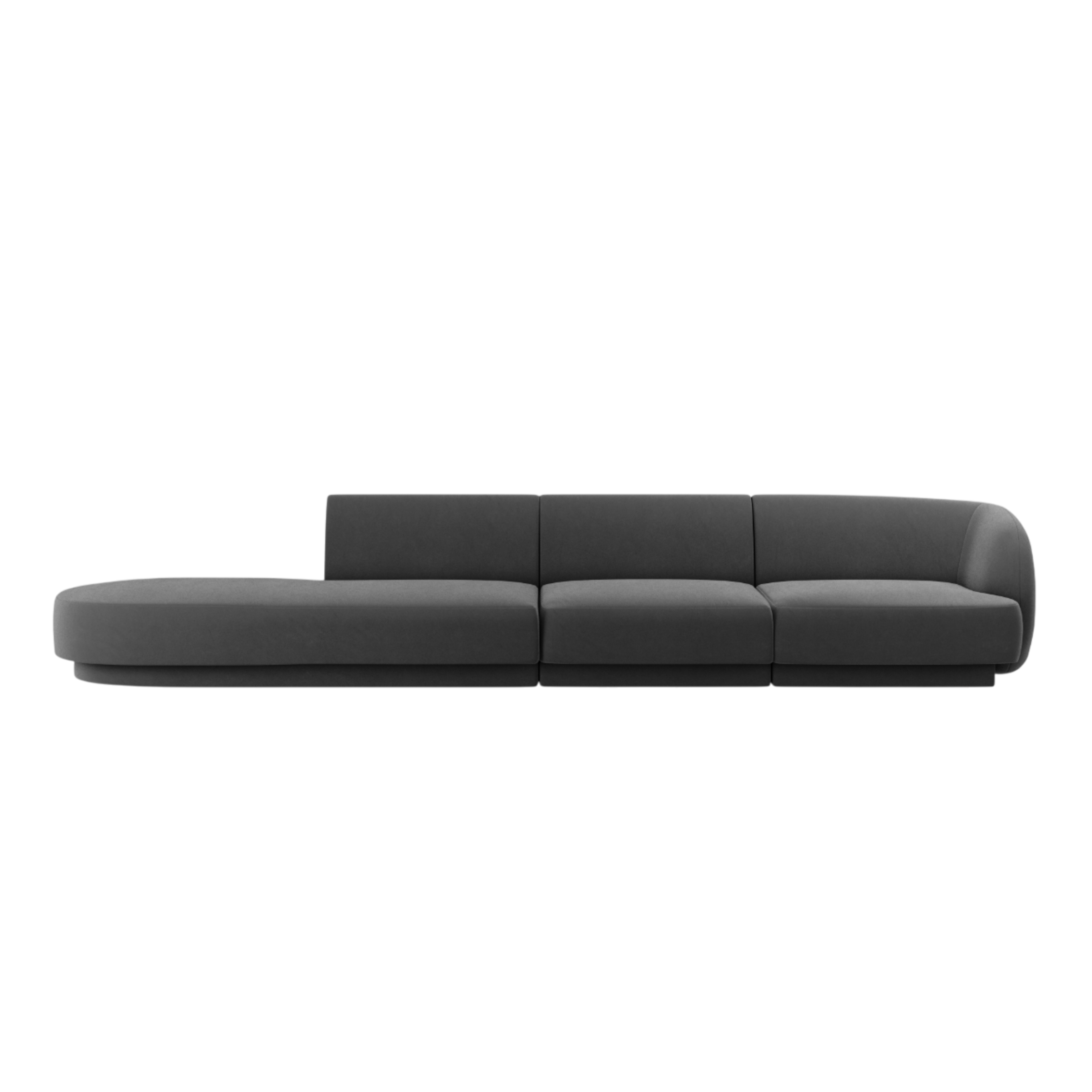 Sofa aksamitna lewostronna 4-osobowa otwarta MILEY ciemnoszary – Micadoni