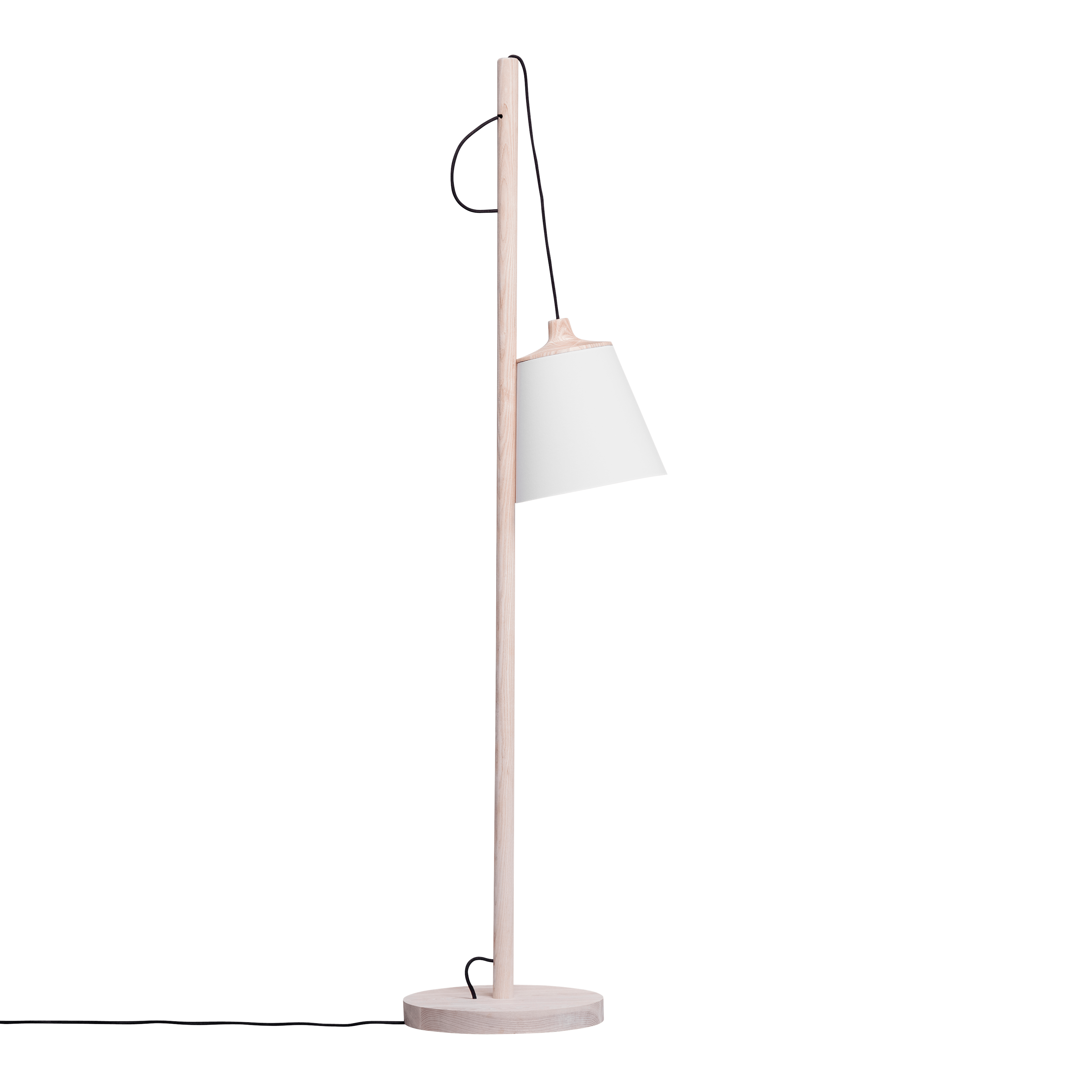 Vloerlamp PULL wit met eiken basis
