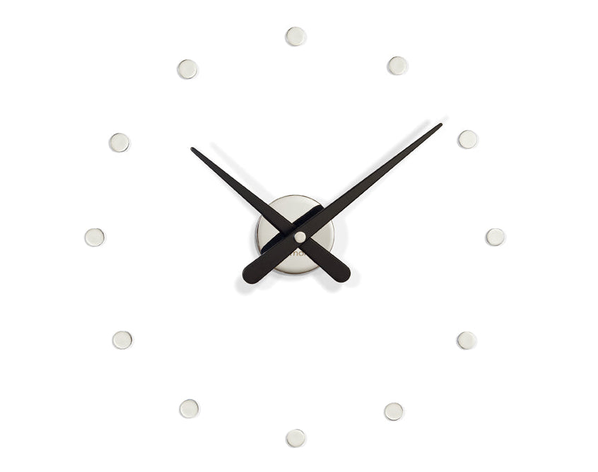 MINI RODON wandklok chroom met zwarte afwerking