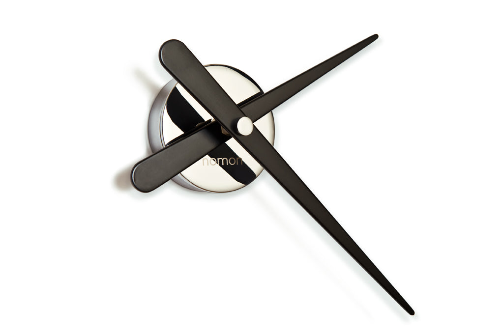 MINI RODON wandklok chroom met zwarte afwerking