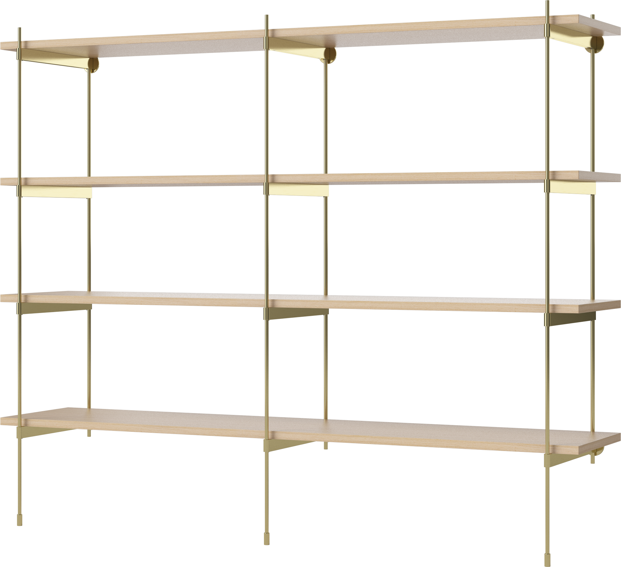 Witgeolied eikenhouten rek met messing frame