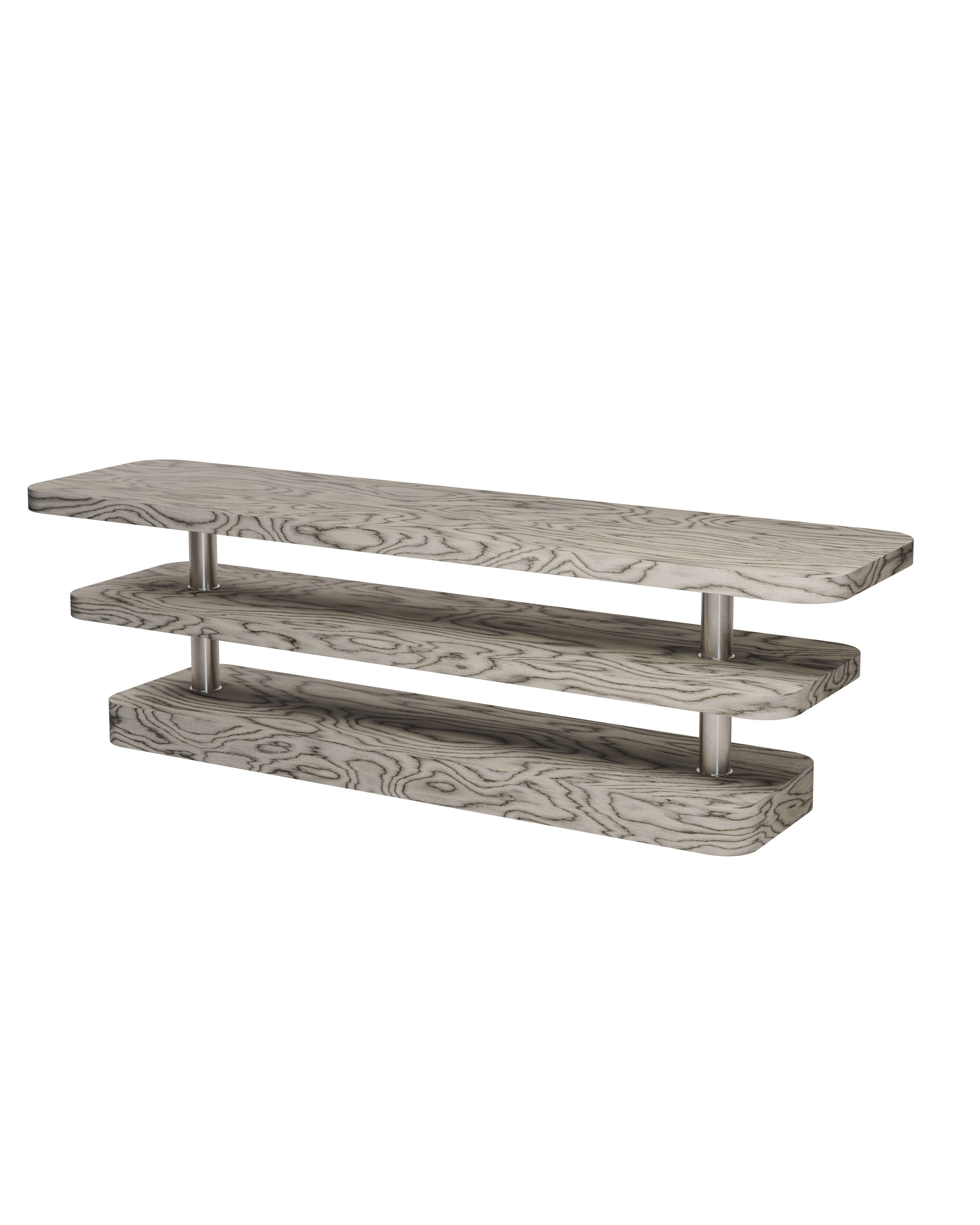 RTV-kast REL fineer Sottsass met stalen elementen