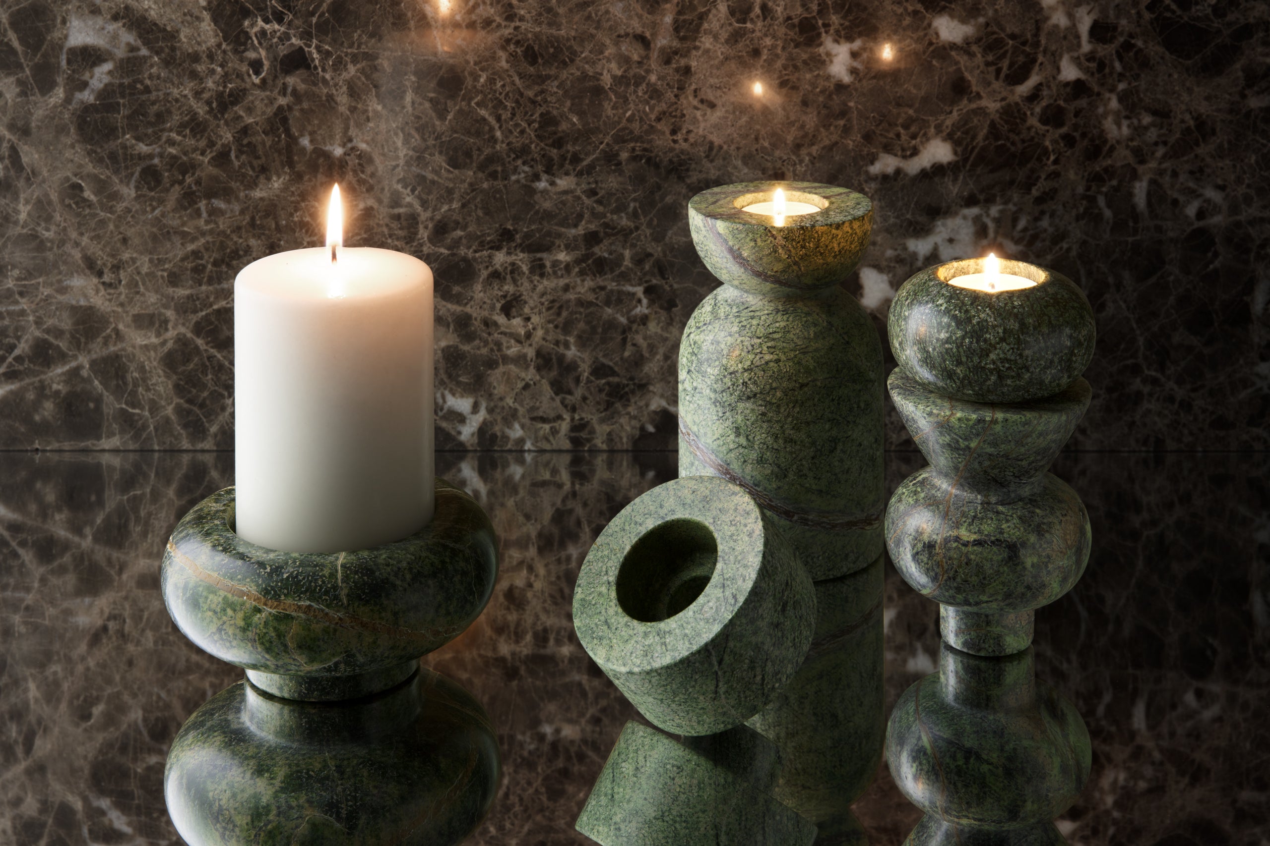 Świecznik STONE zielony marmur, marka Tom Dixon