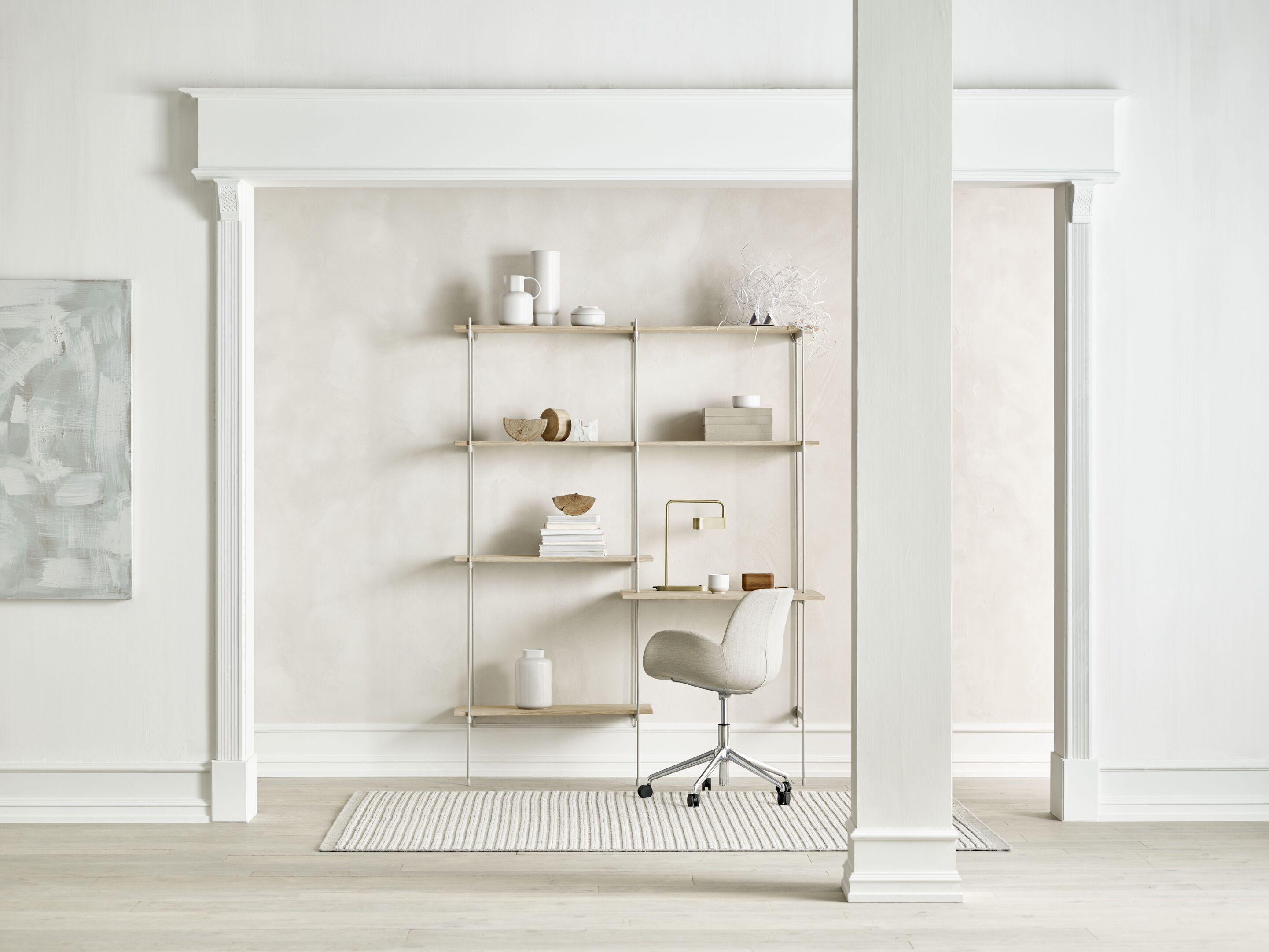 Boekenkast met kapstok ROD donker eikenfineer met stalen frame