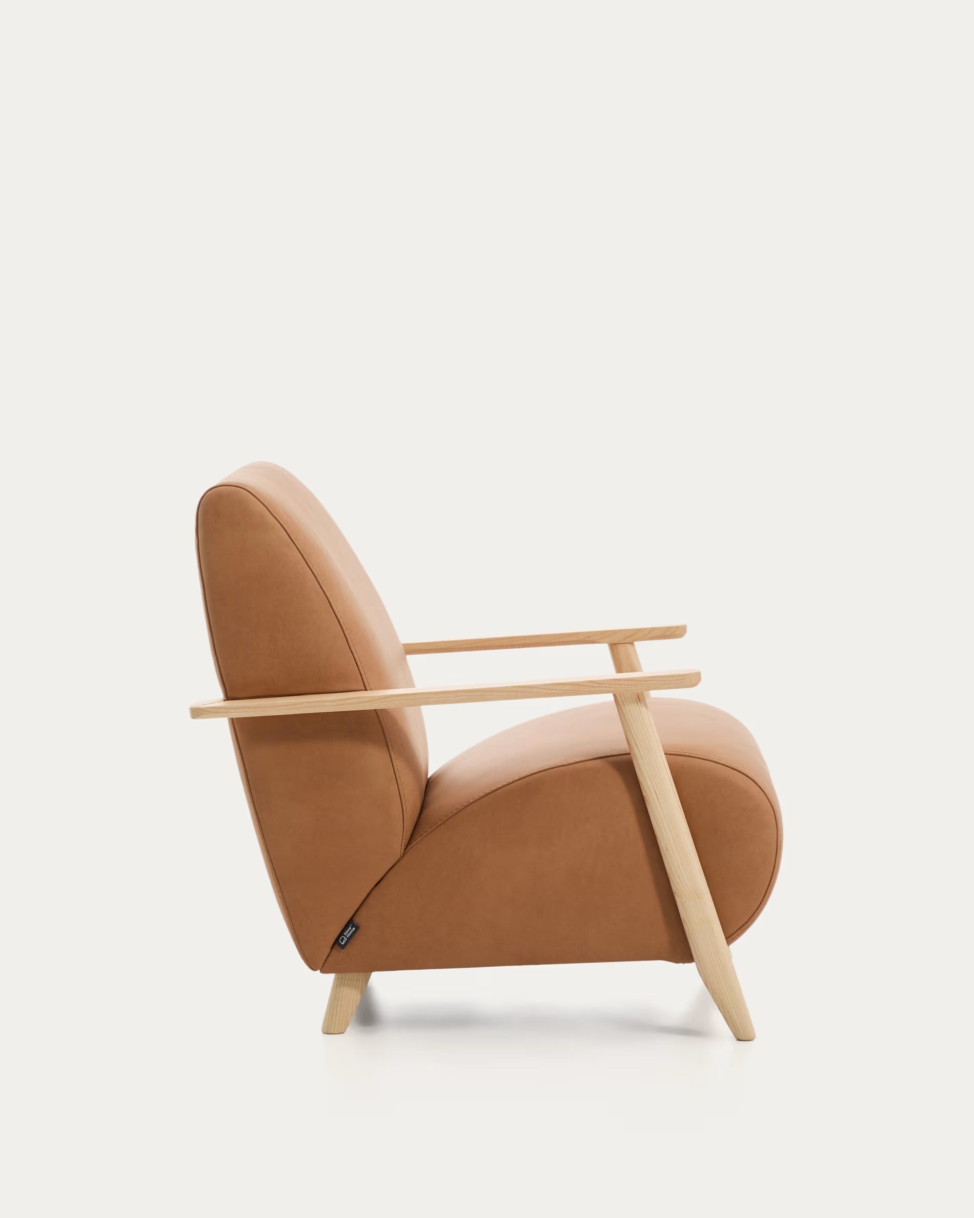 MEGHAN Armchair brown leather with ash base
