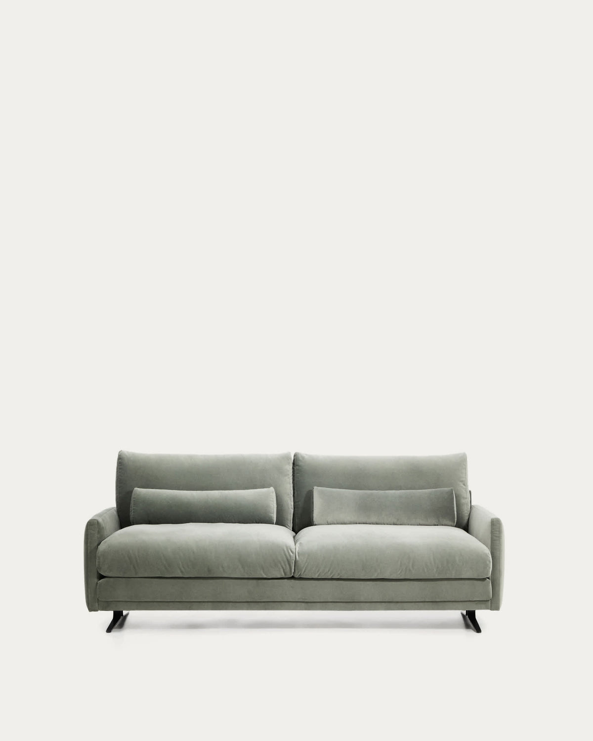 Sofa 3-osobowa VELIRO zielony aksamit z czarnymi metalowymi nogami – Kave Home