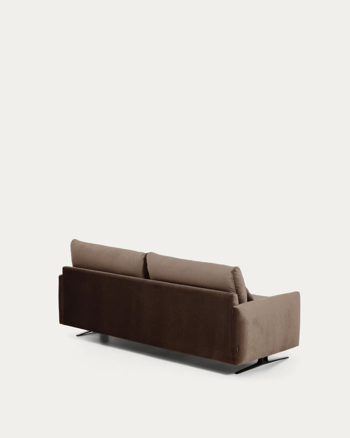 Sofa 3-osobowa VELIRO ciemnobrązowy aksamit z czarnymi metalowymi nogami – ujęcie 8