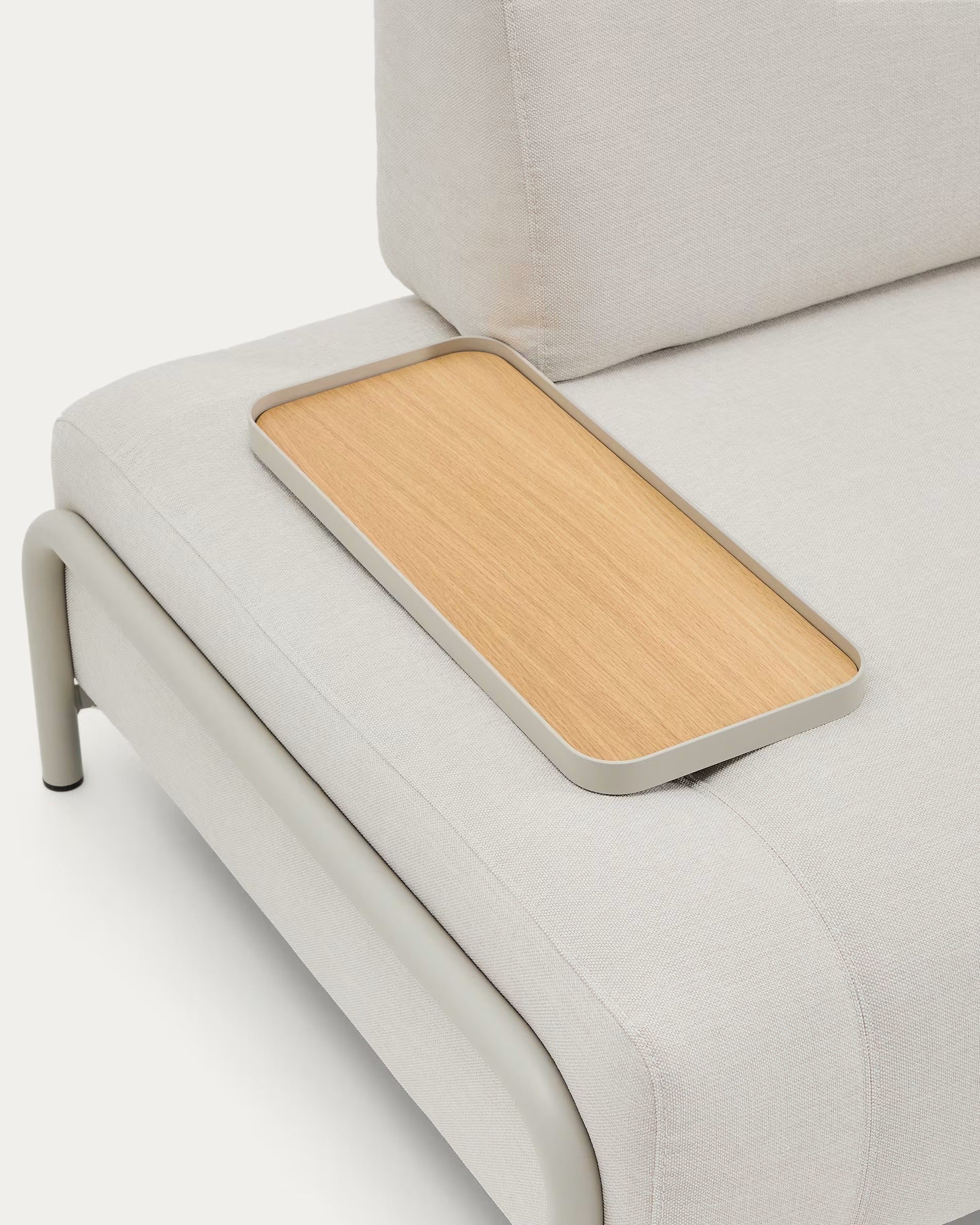 Sofa 2-sitzig rechts mit Tablett COMPO beige mit beigem Sockel