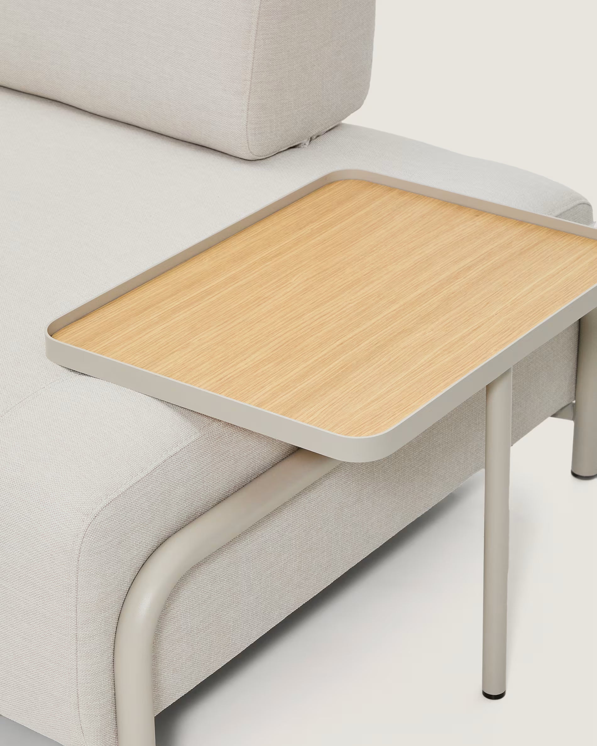 Left-facing 2-seater sofa with shelf COMPO beige with beige base