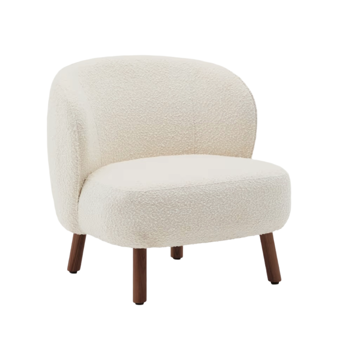 Witte schapenvacht fauteuil ULIT met een donkere essen basis