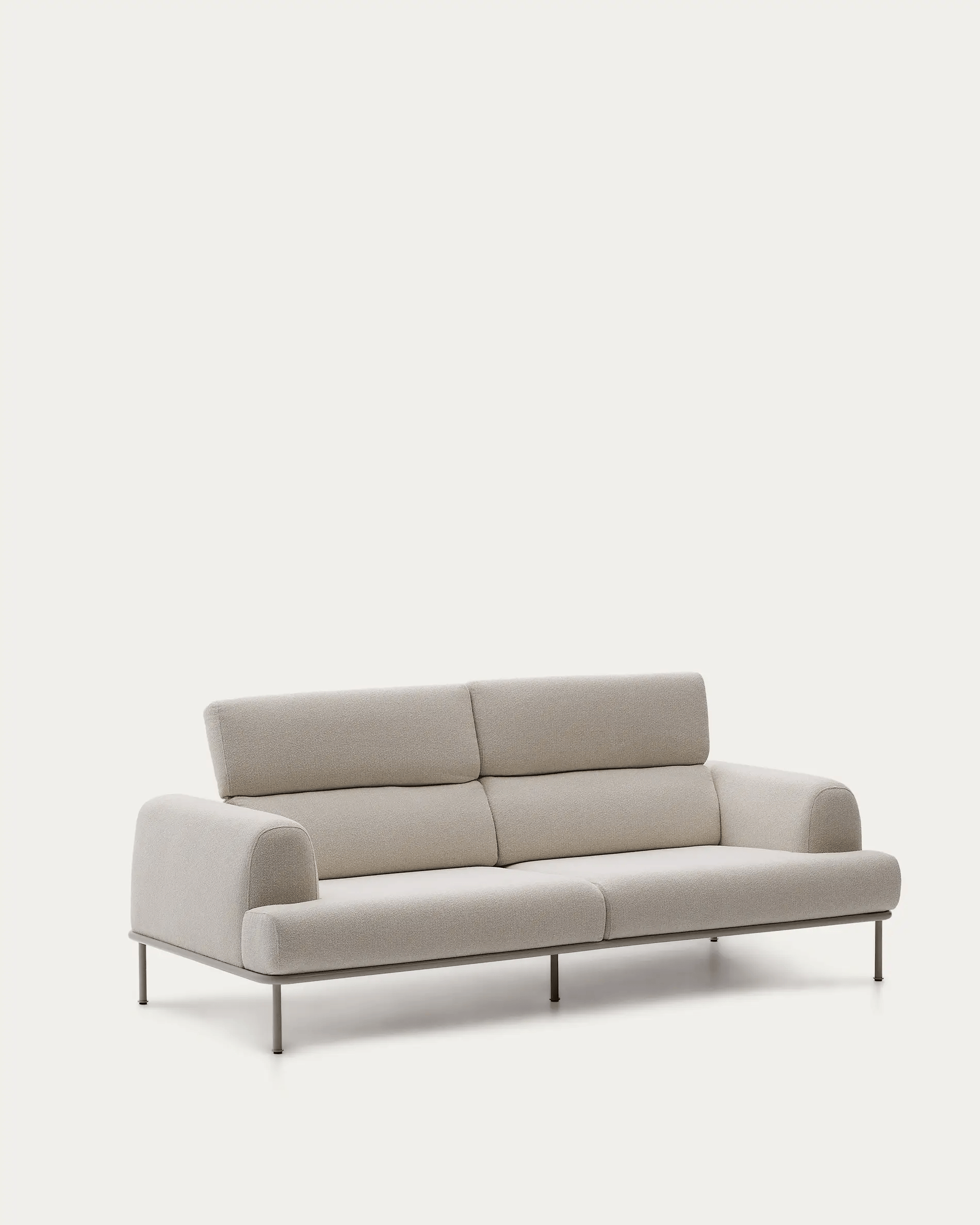 AURUM 3-Sitzer-Sofa, ecrufarbene Chenille mit beigem Untergestell