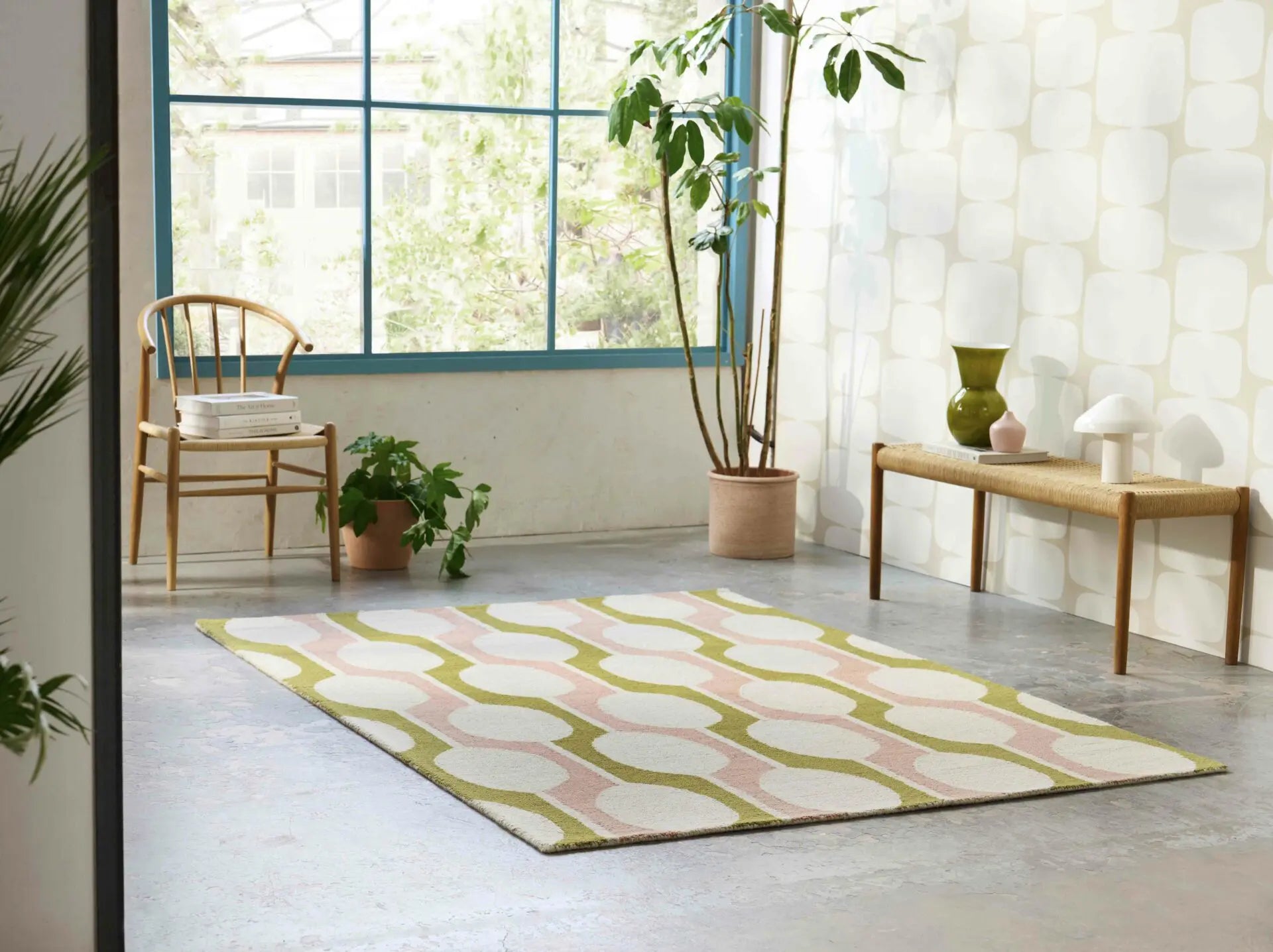 Vloerkleed BILLOW LICHEN beige met roze en groen