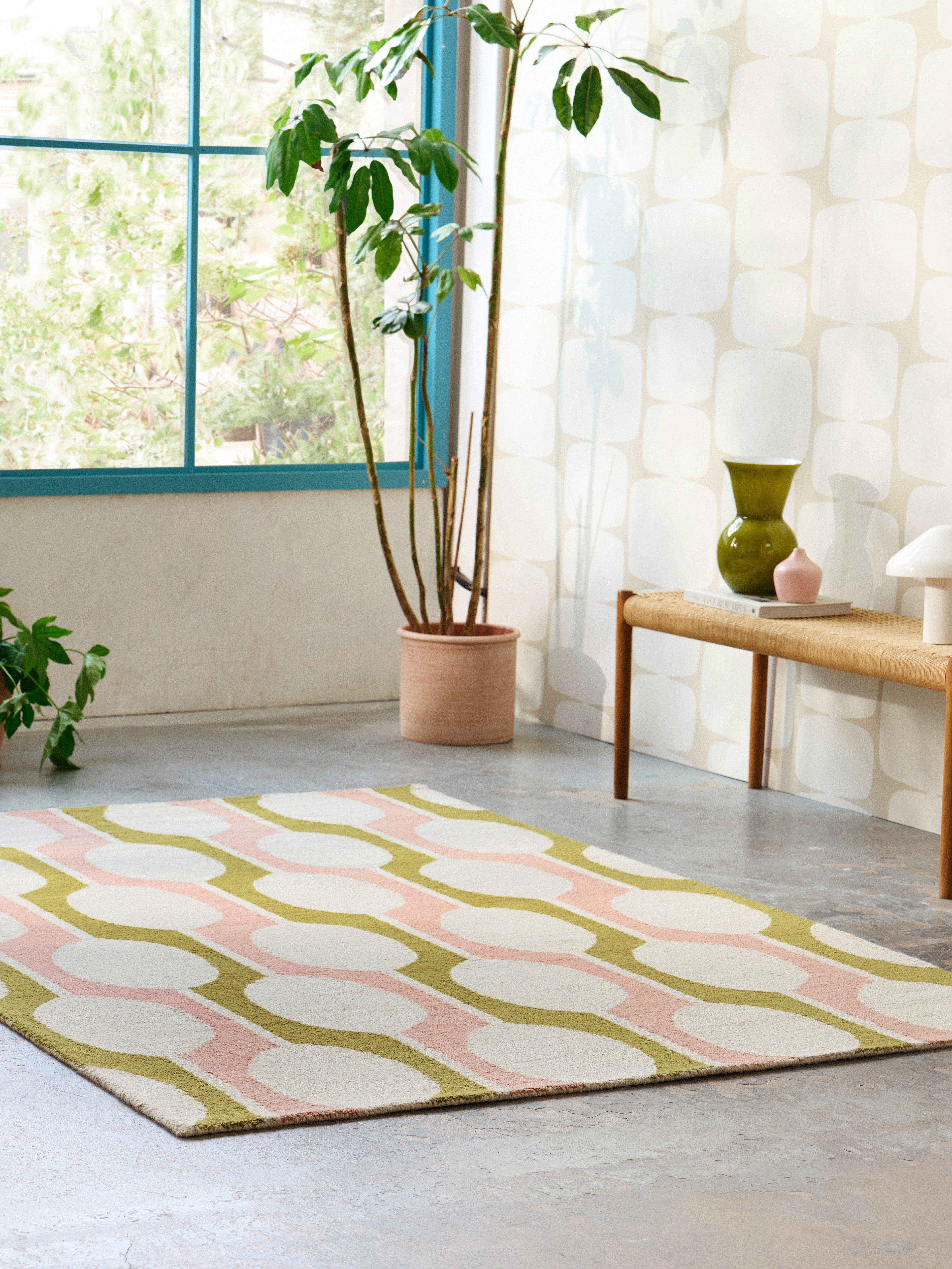 Teppich BILLOW LICHEN beige mit rosa und olivgrün