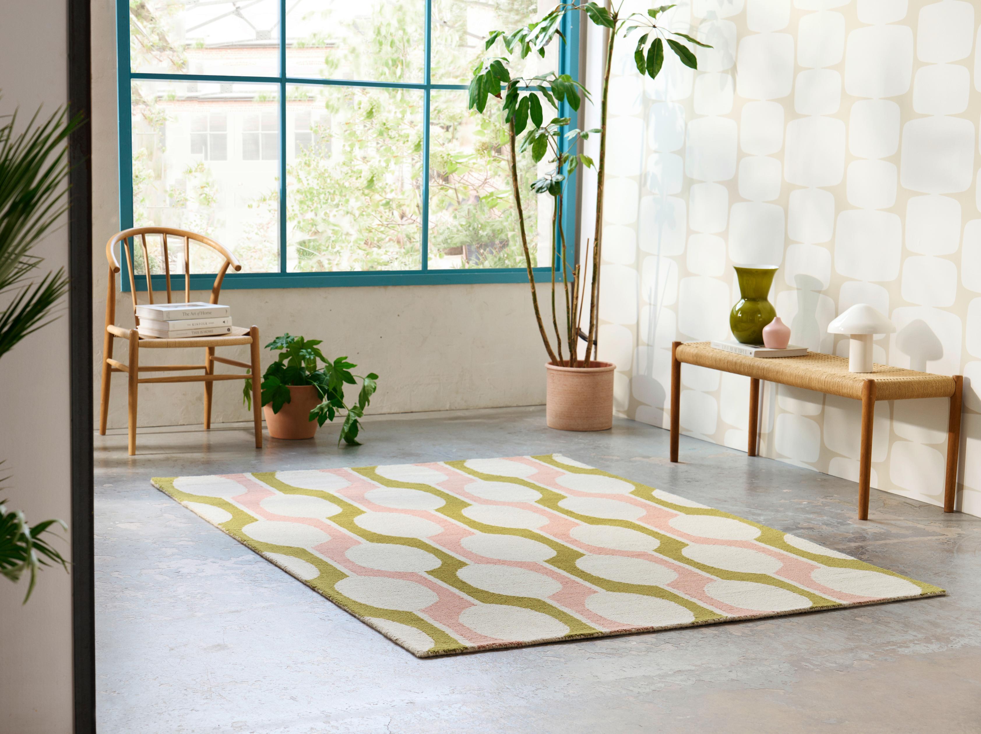 Teppich BILLOW LICHEN beige mit rosa und olivgrün