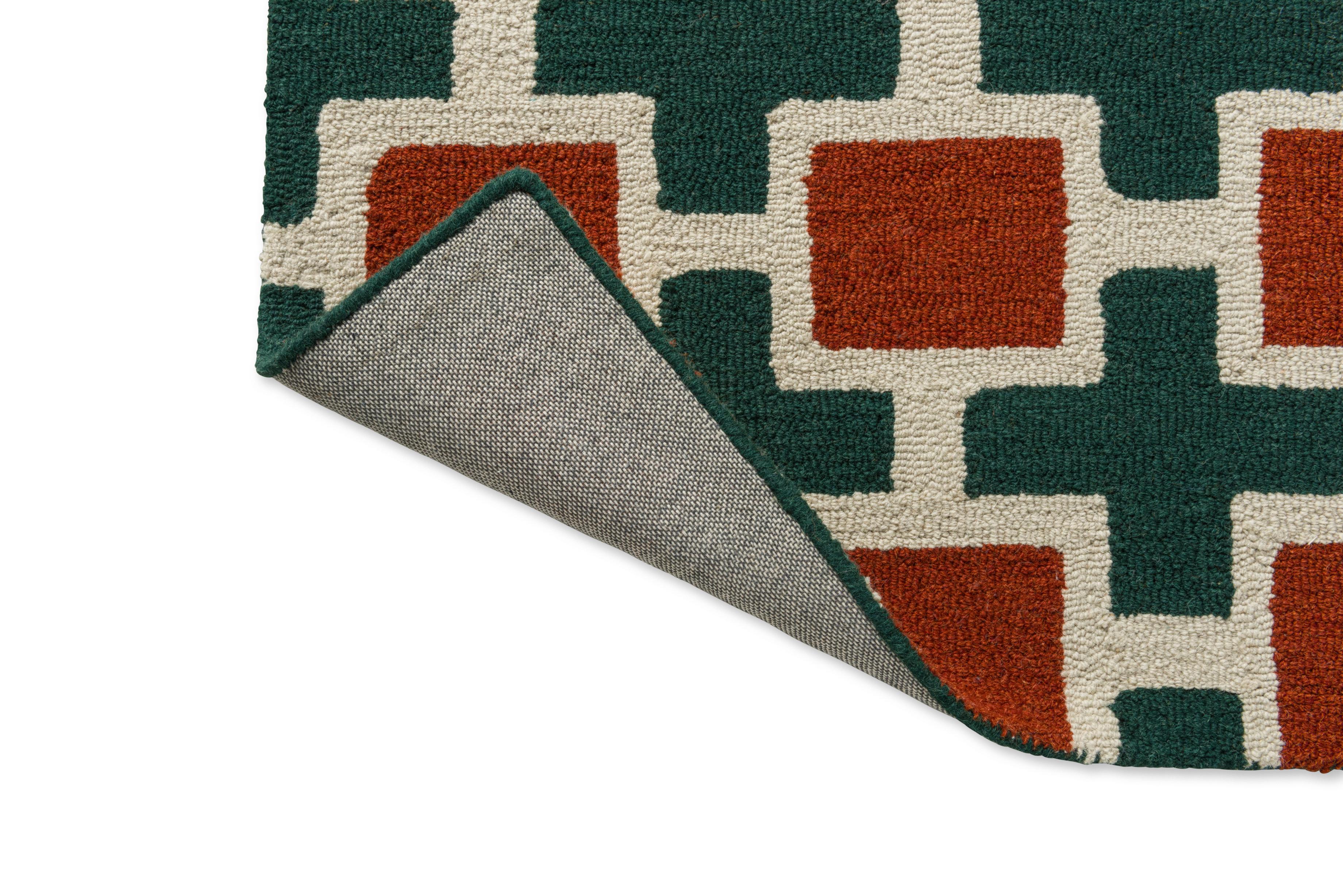 HATCH RUST rug in red with green and beige