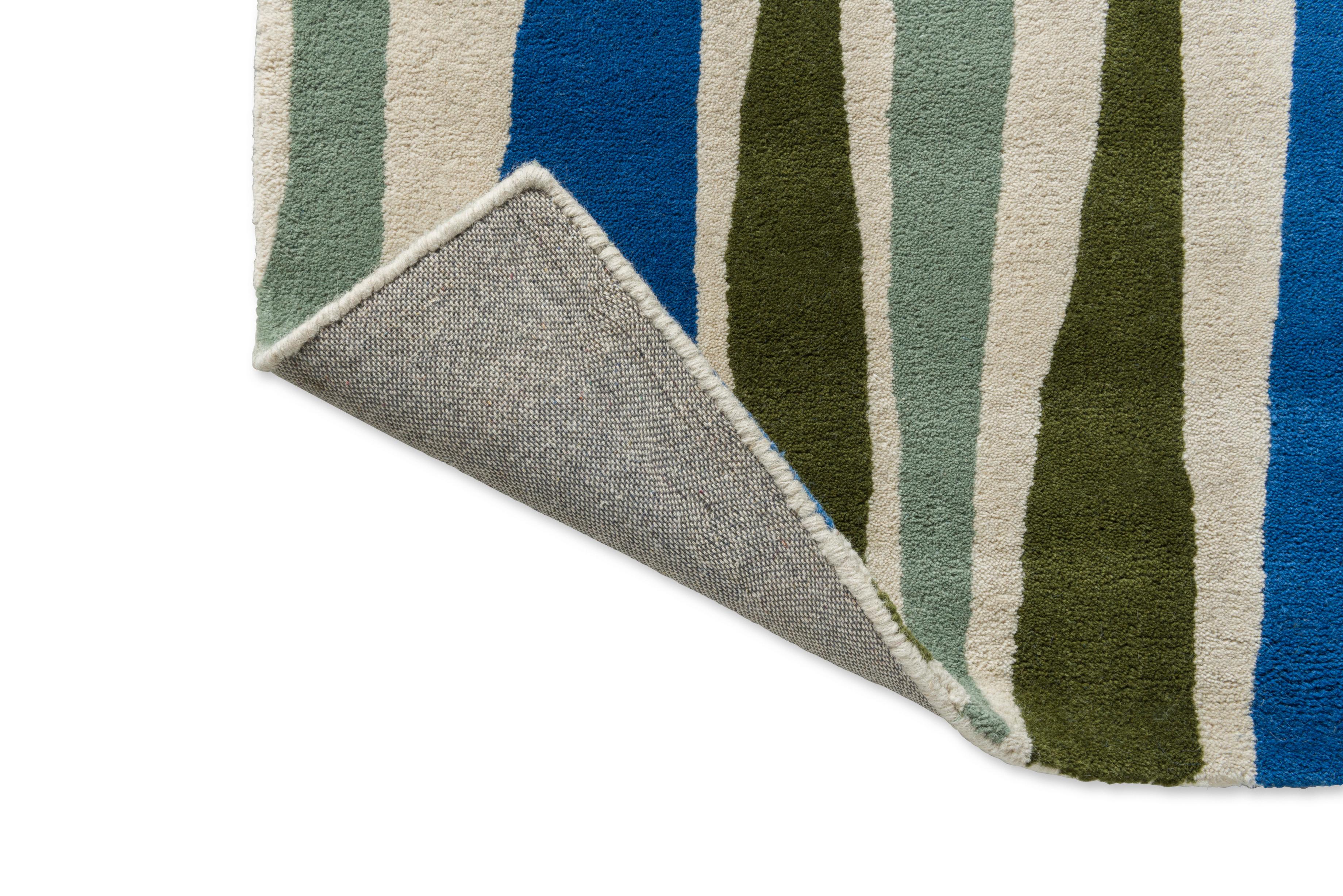 Teppich SAKU OLIVE olivgrün mit Blau