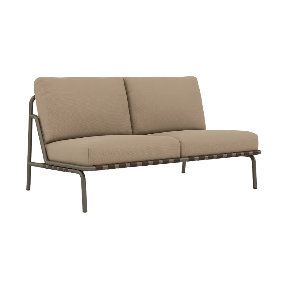Sofa für den Außenbereich 2-sitzig SETTLE braun mit taupefarbenem Gestell