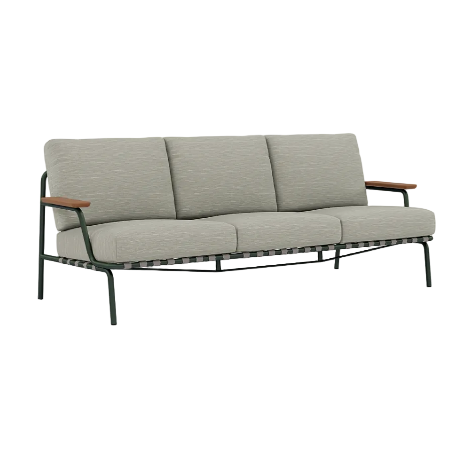 3-Seater Outdoor Sofa with Armrests SETTLE Gray with Green Base