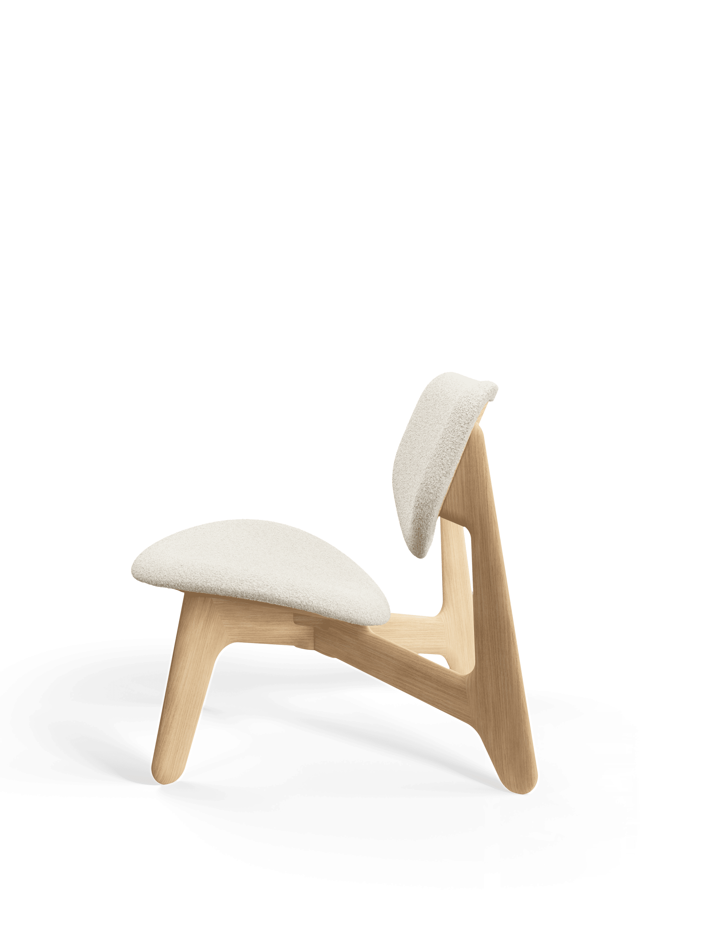 Fotel SLAB beżowy boucle z dębową podstawą do salonu – Tom Dixon