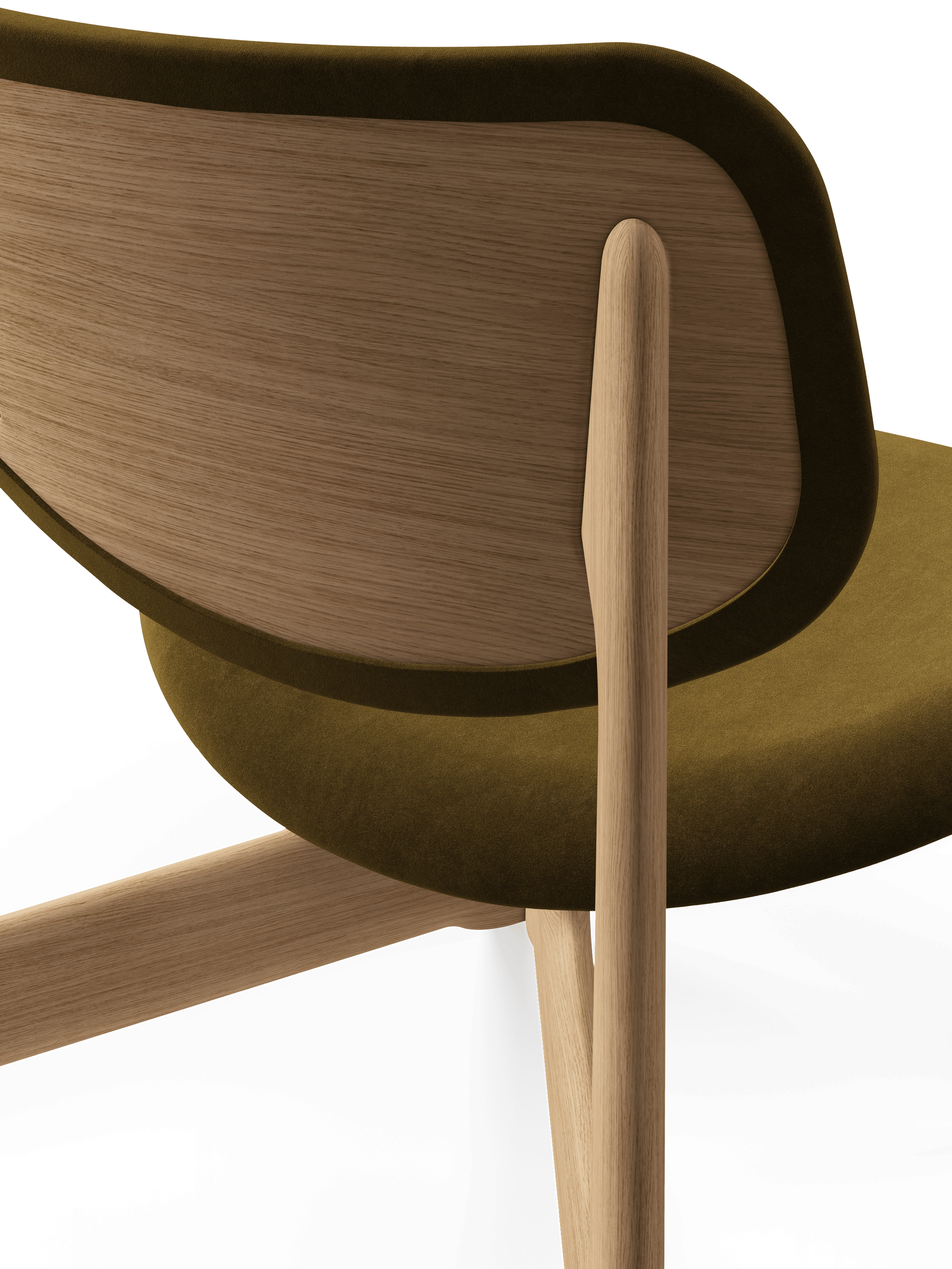 Fotel SLAB khaki met eikenhouten basis