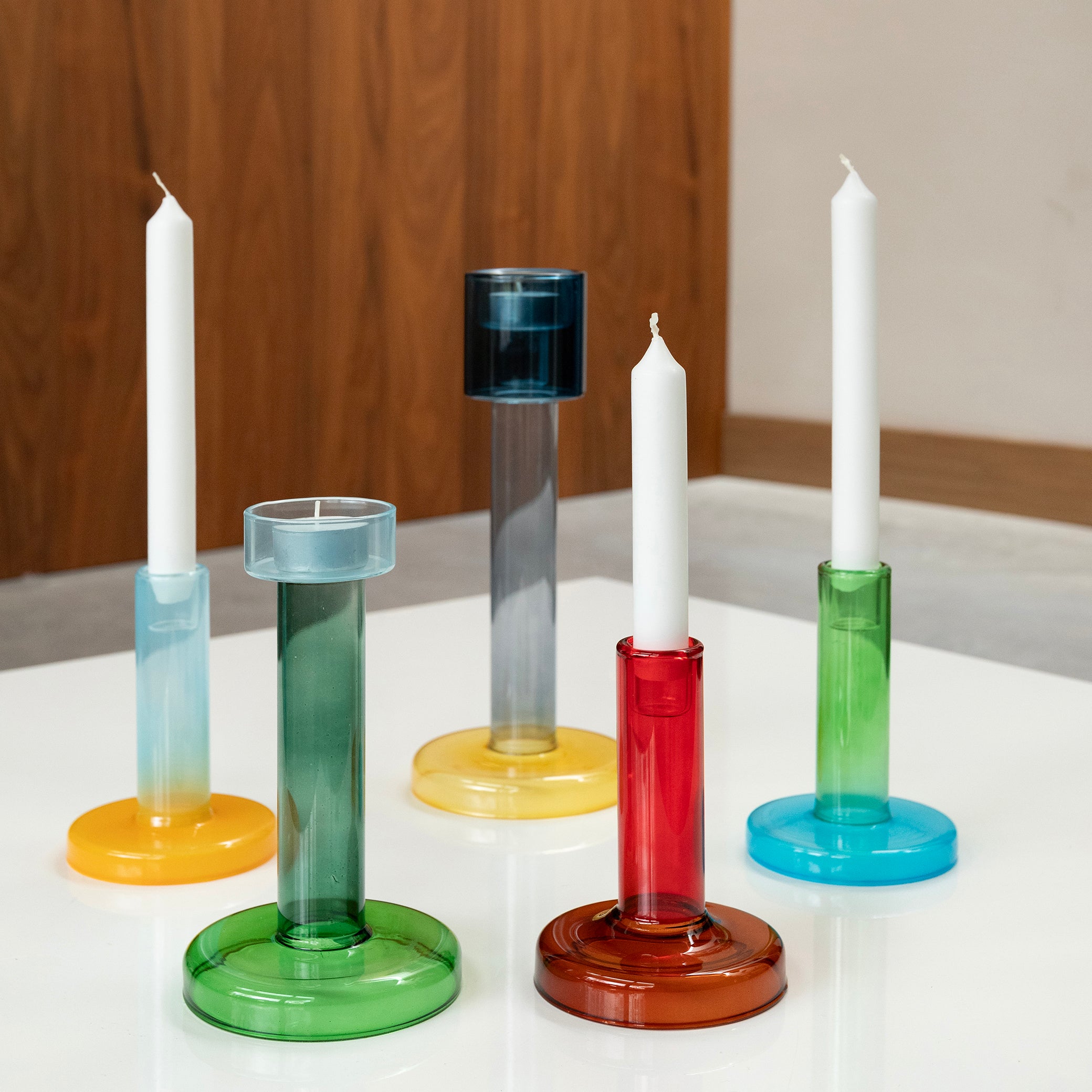 Yellow BOLE Candle Holder with Blue