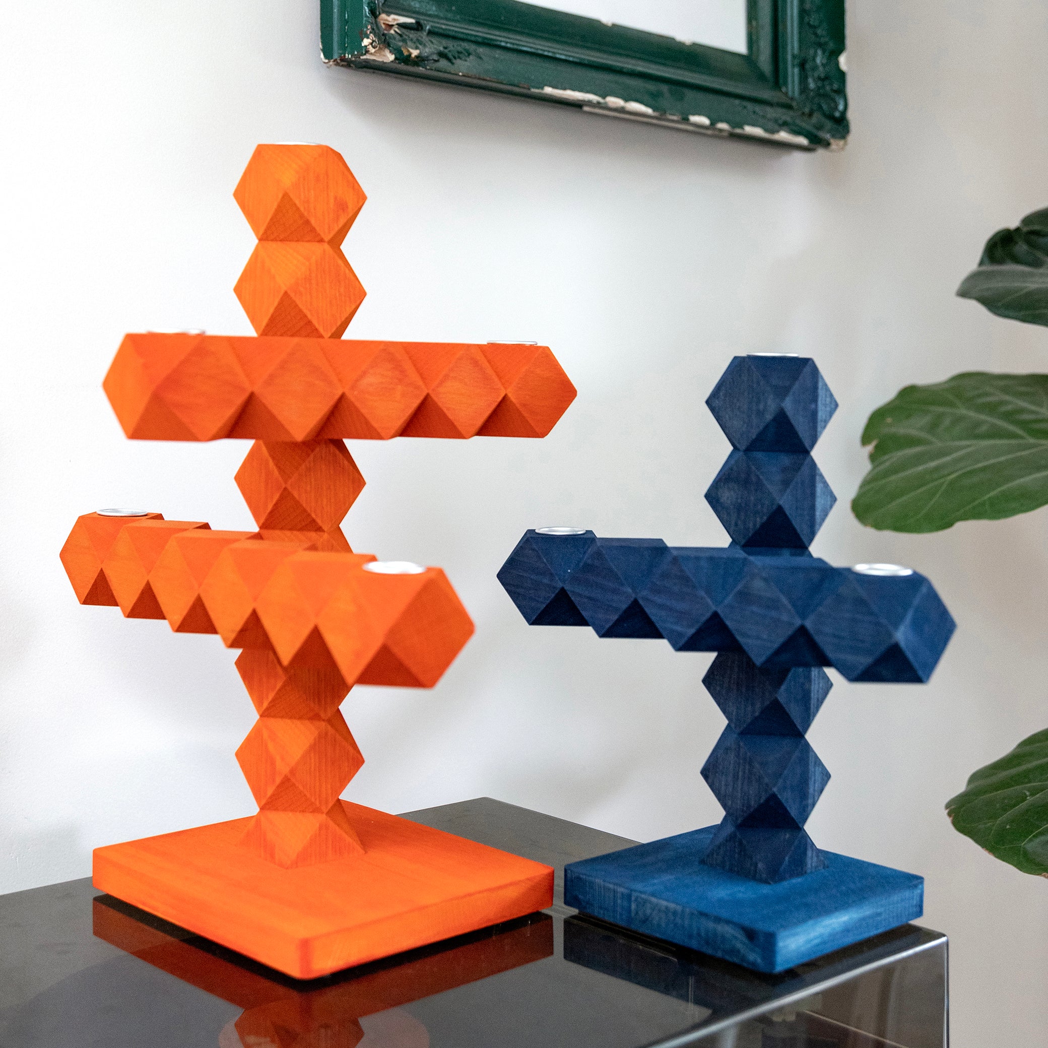 Kerzenhalter CLEAN CUT blau