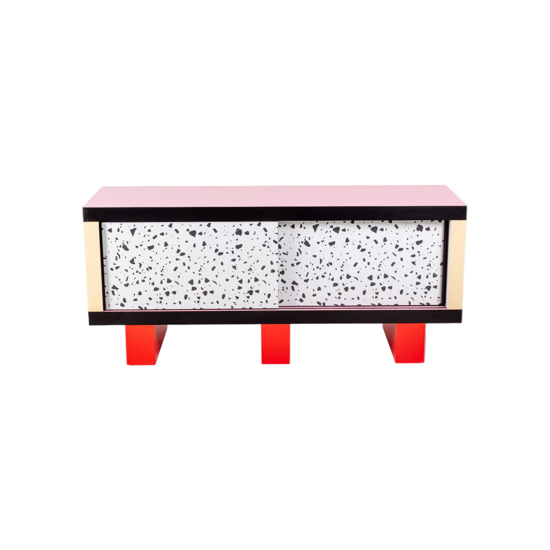 Commode SUPERCABINET TERRAZZO wit met roze en rood