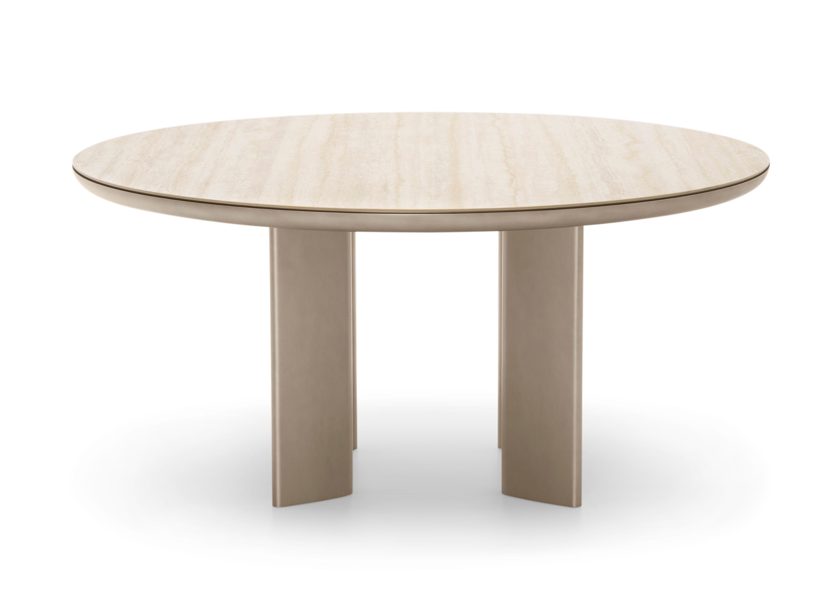 Runder Tisch SANDY mit beigem Tischplatte und beiger Basis